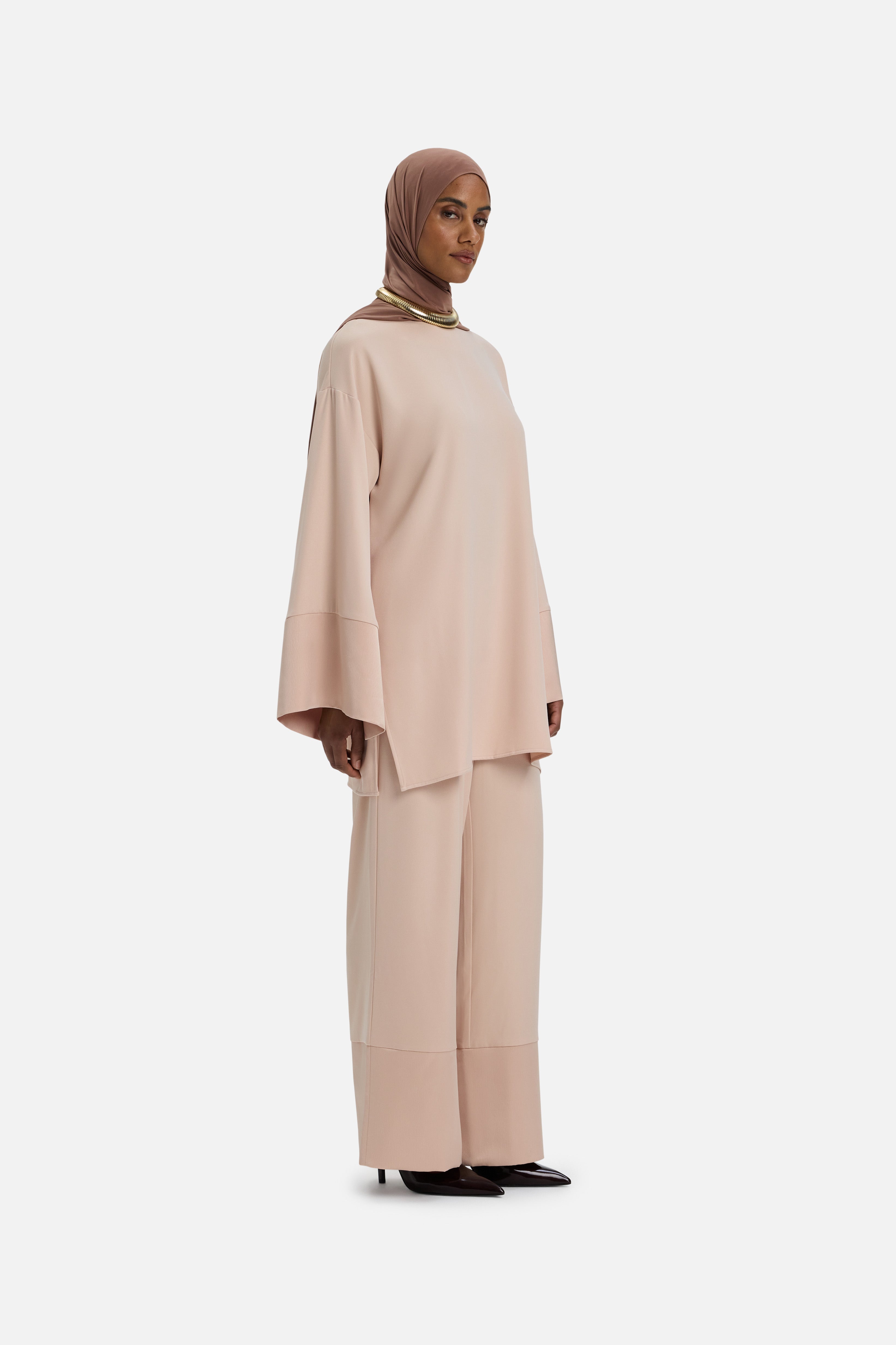 Satin Trim Trouser | Dark Rose
