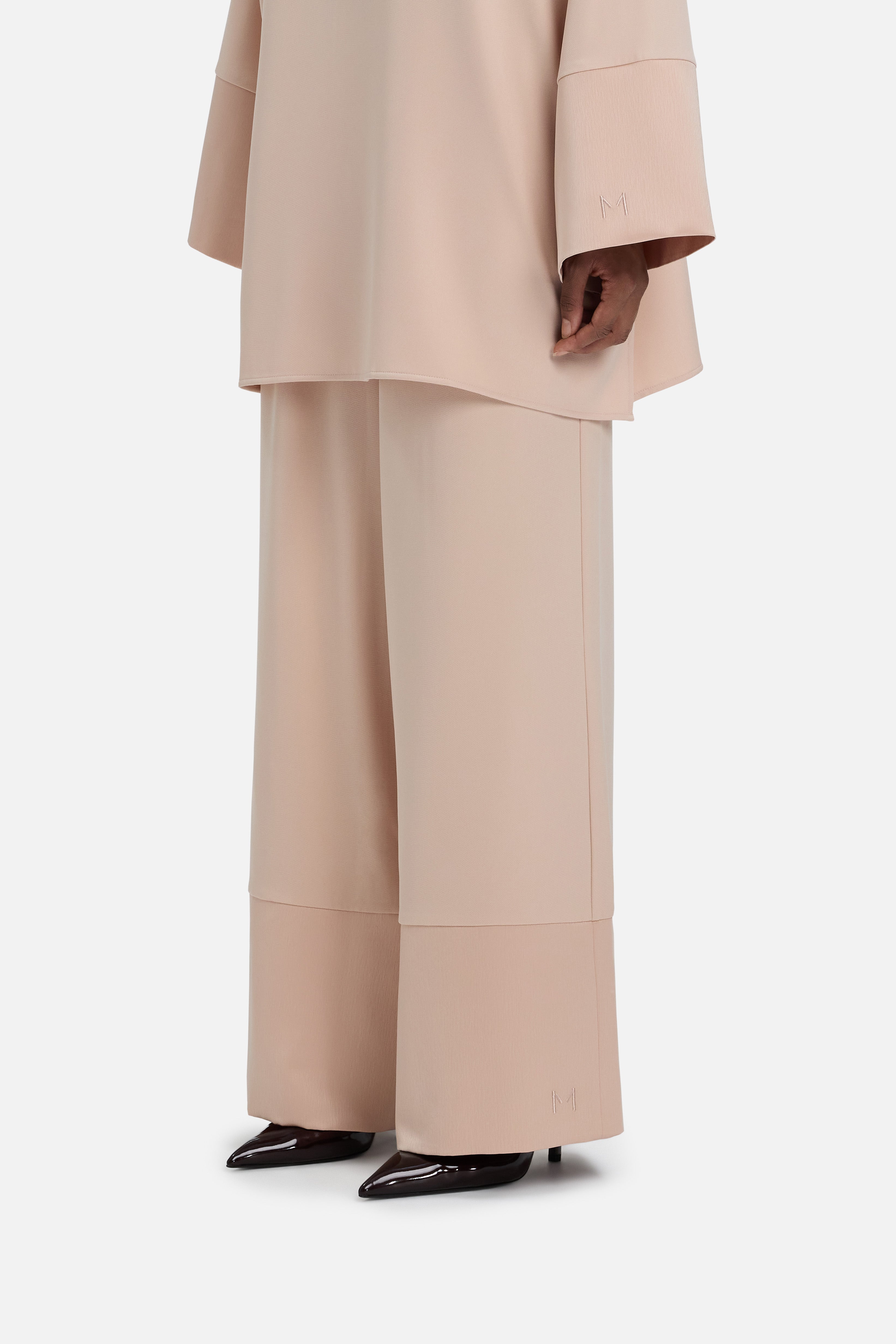 Satin Trim Trouser | Dark Rose
