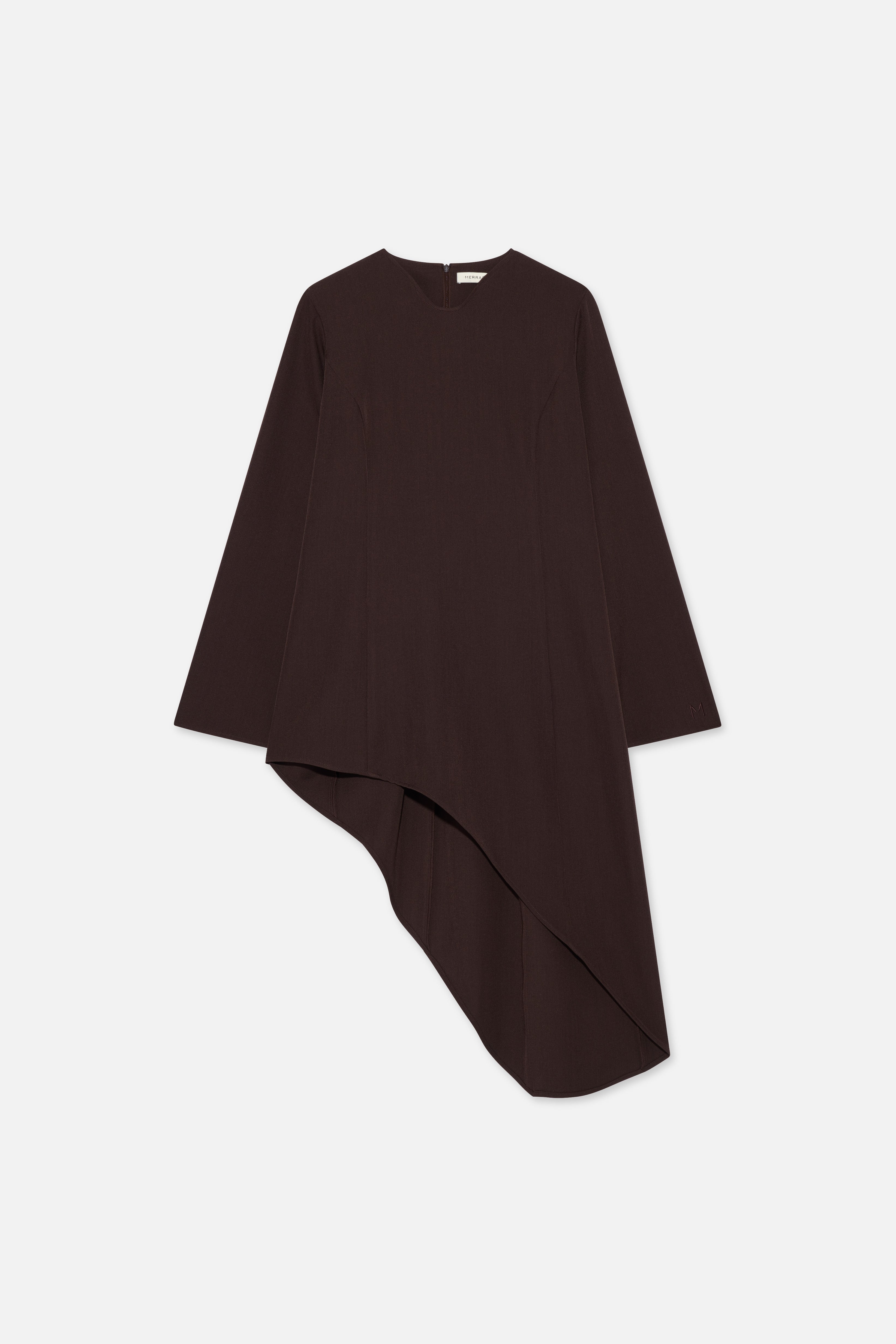 Soft Curved Tailored Top | Dark Brown