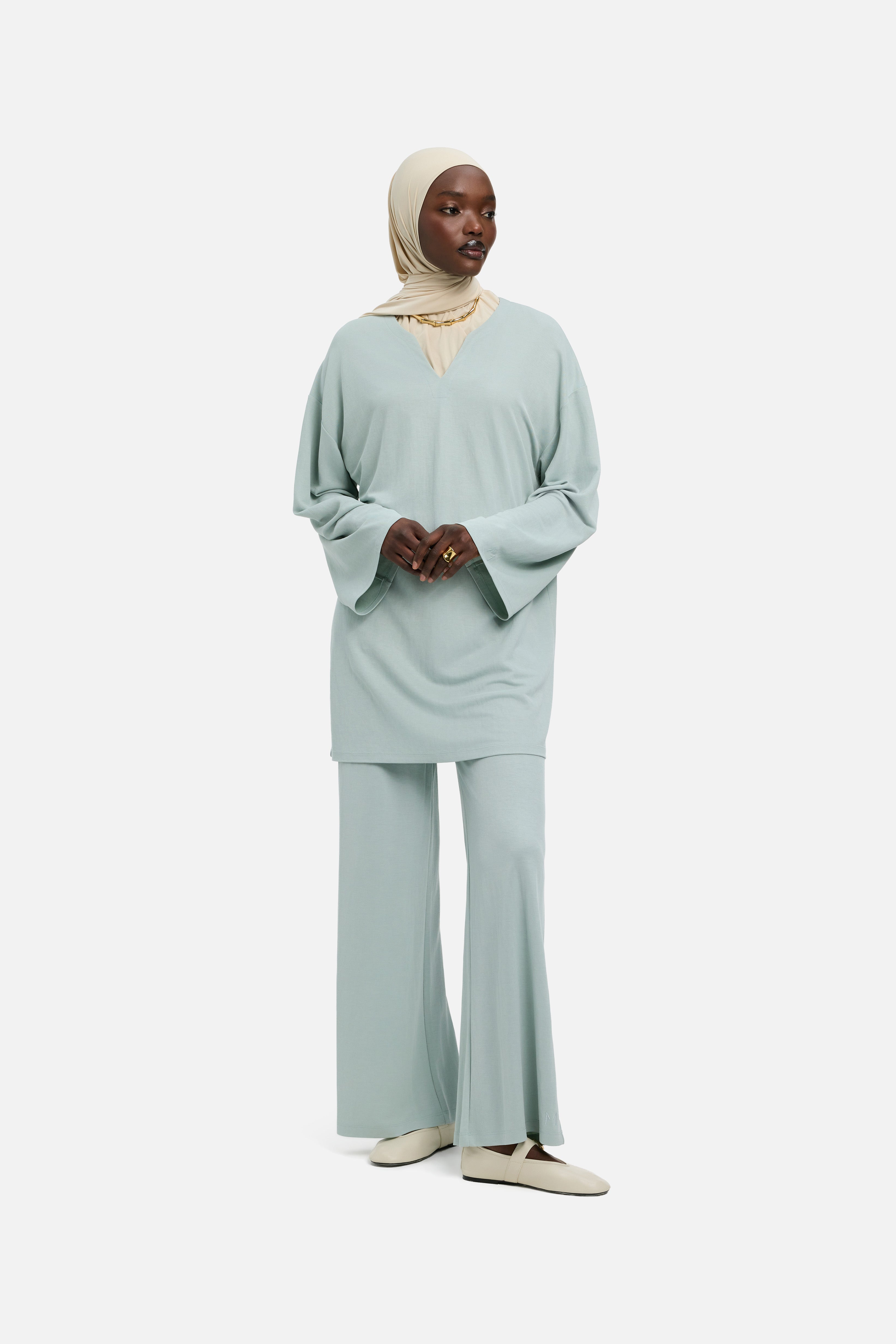 Summer Jersey Top | Aqua Gray