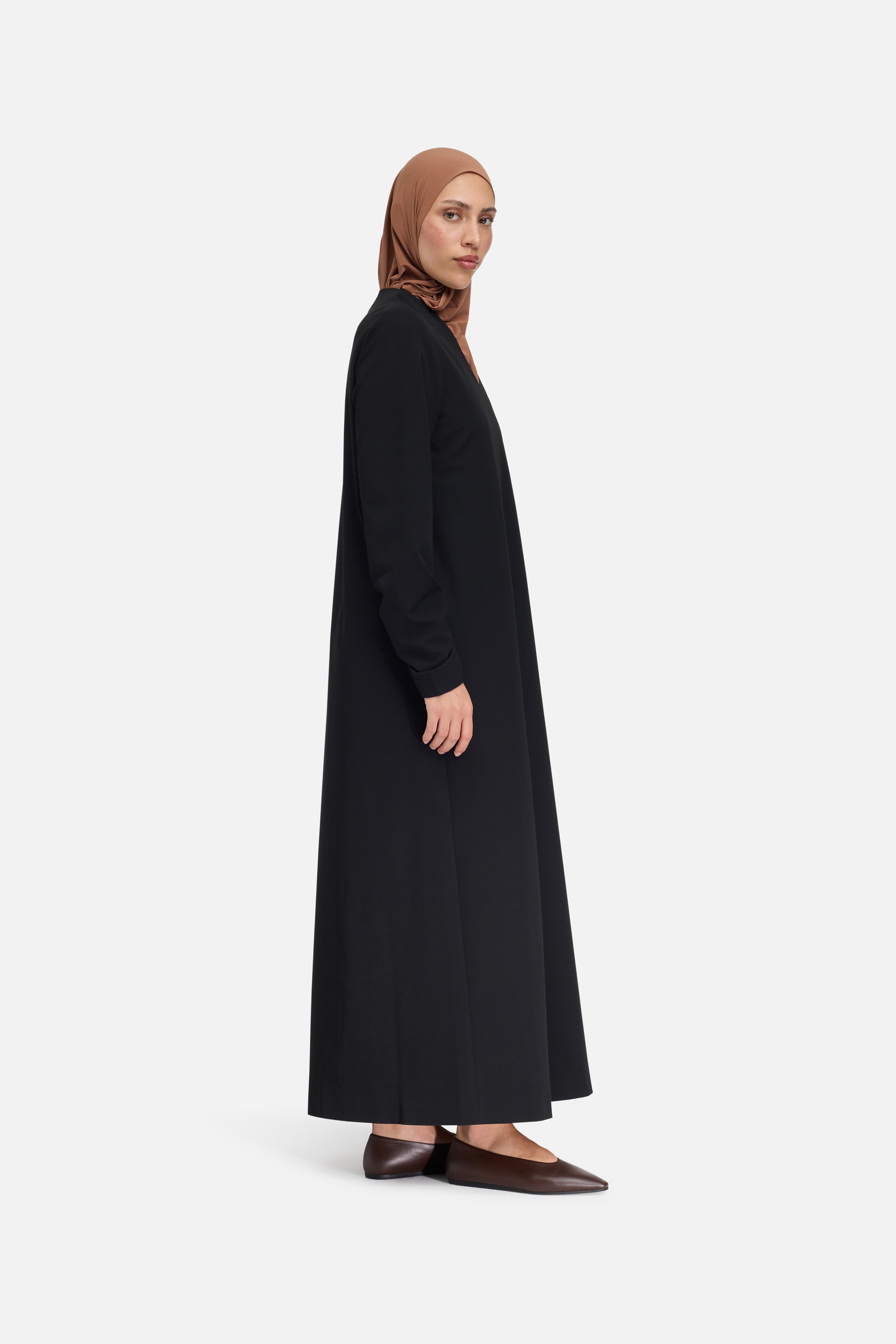 Tailored V-Neck Dress | Black