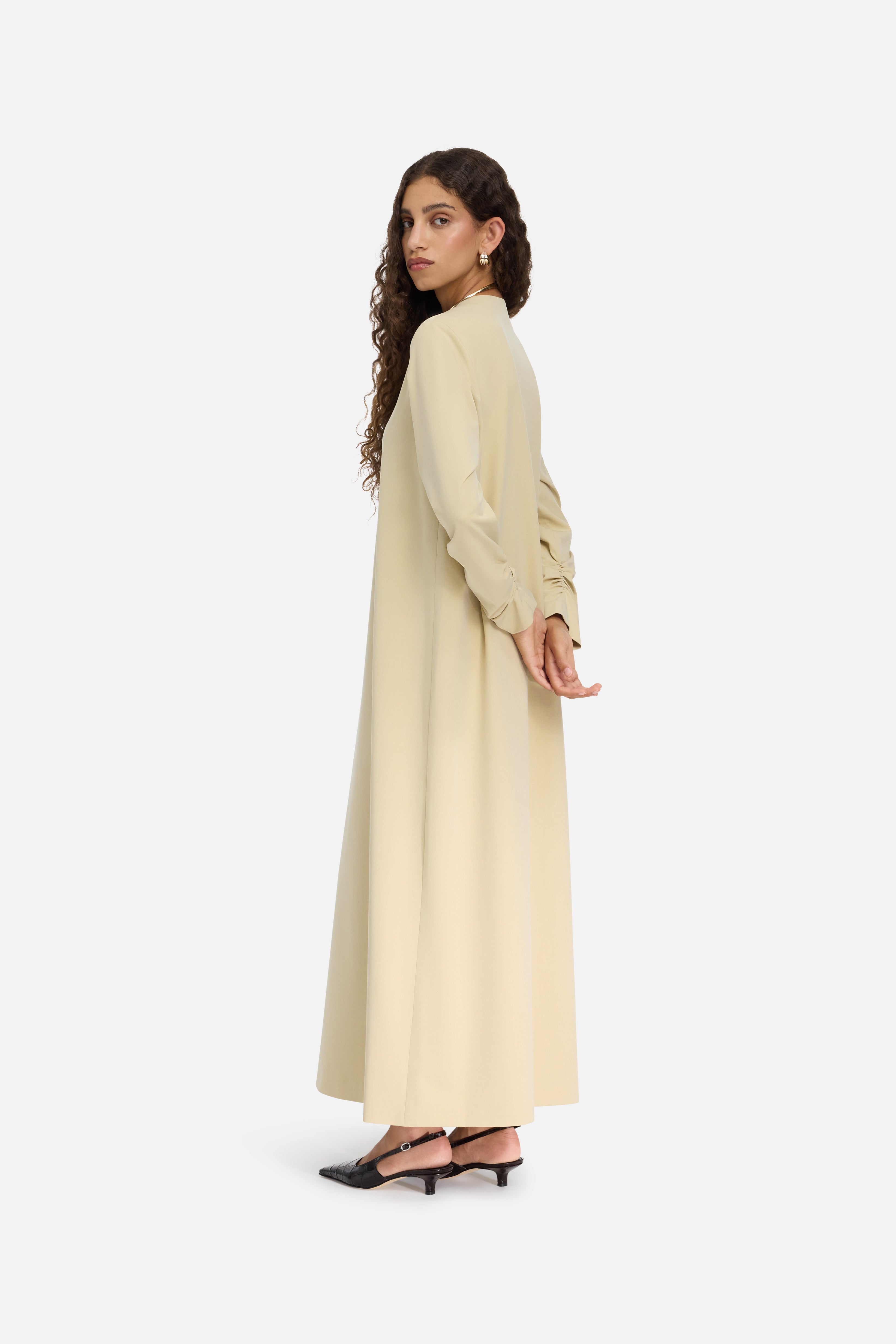 Tailored V-Neck Dress | Desert Clay