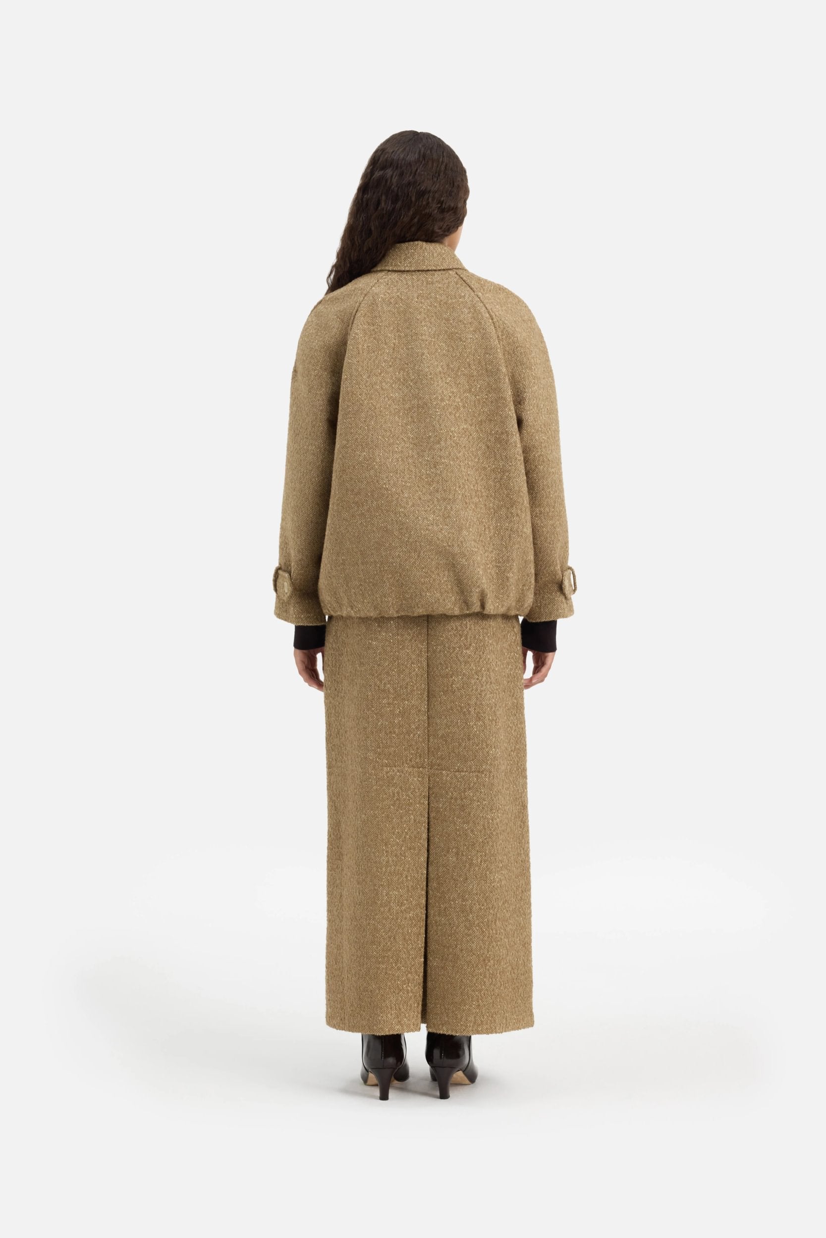 Tweed Bomber Jacket | White Pepper