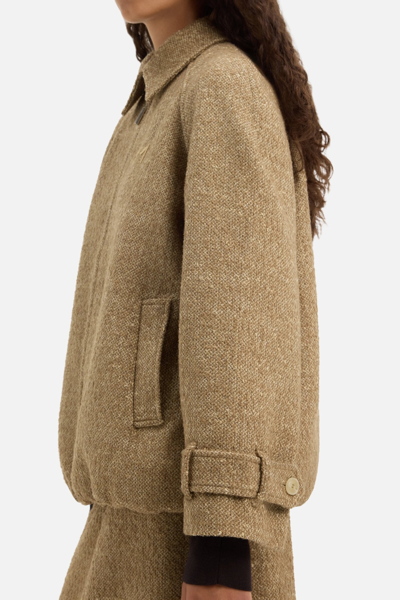 Tweed Bomber Jacket | White Pepper