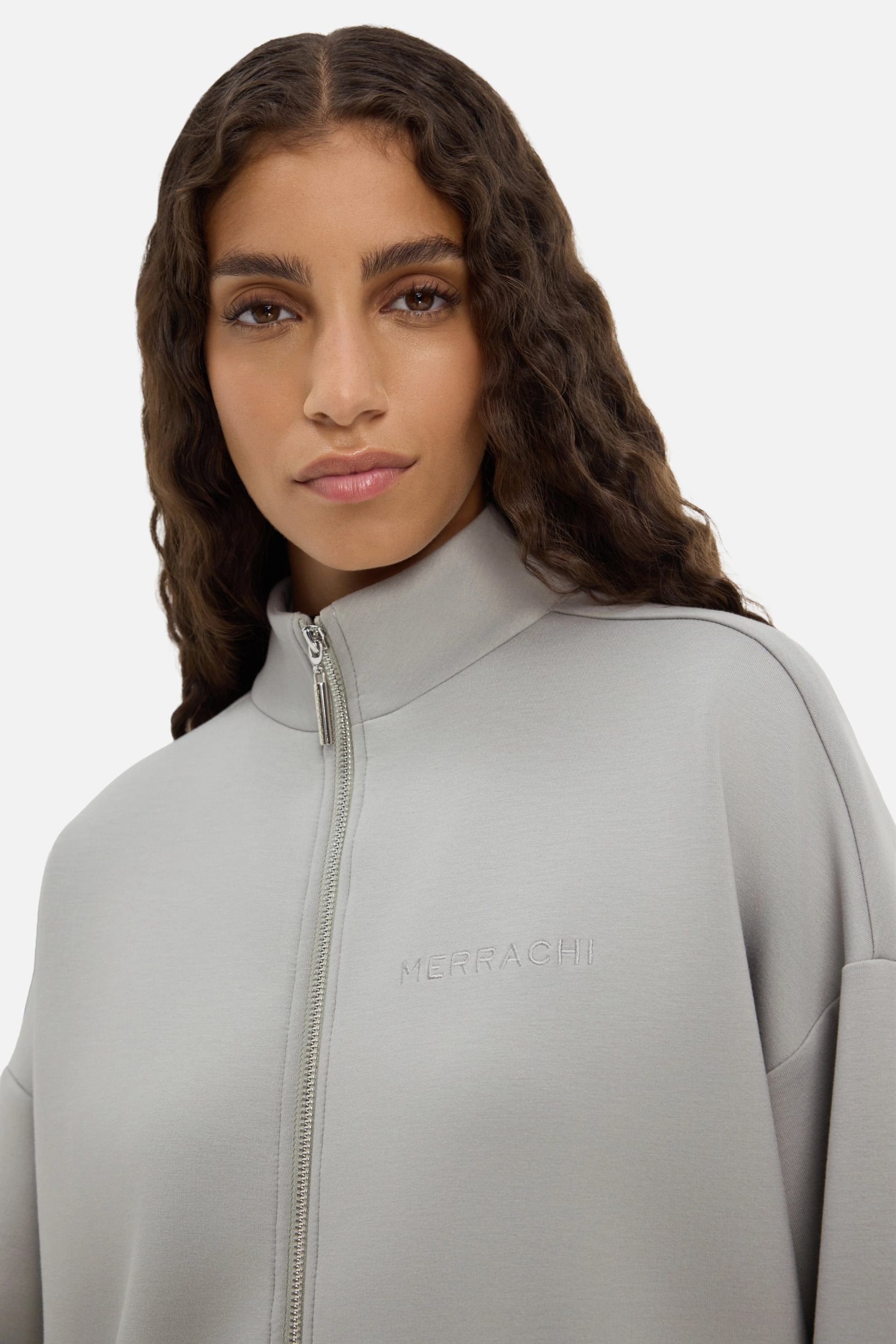 Zipped Jersey Jacket | Pale Grey