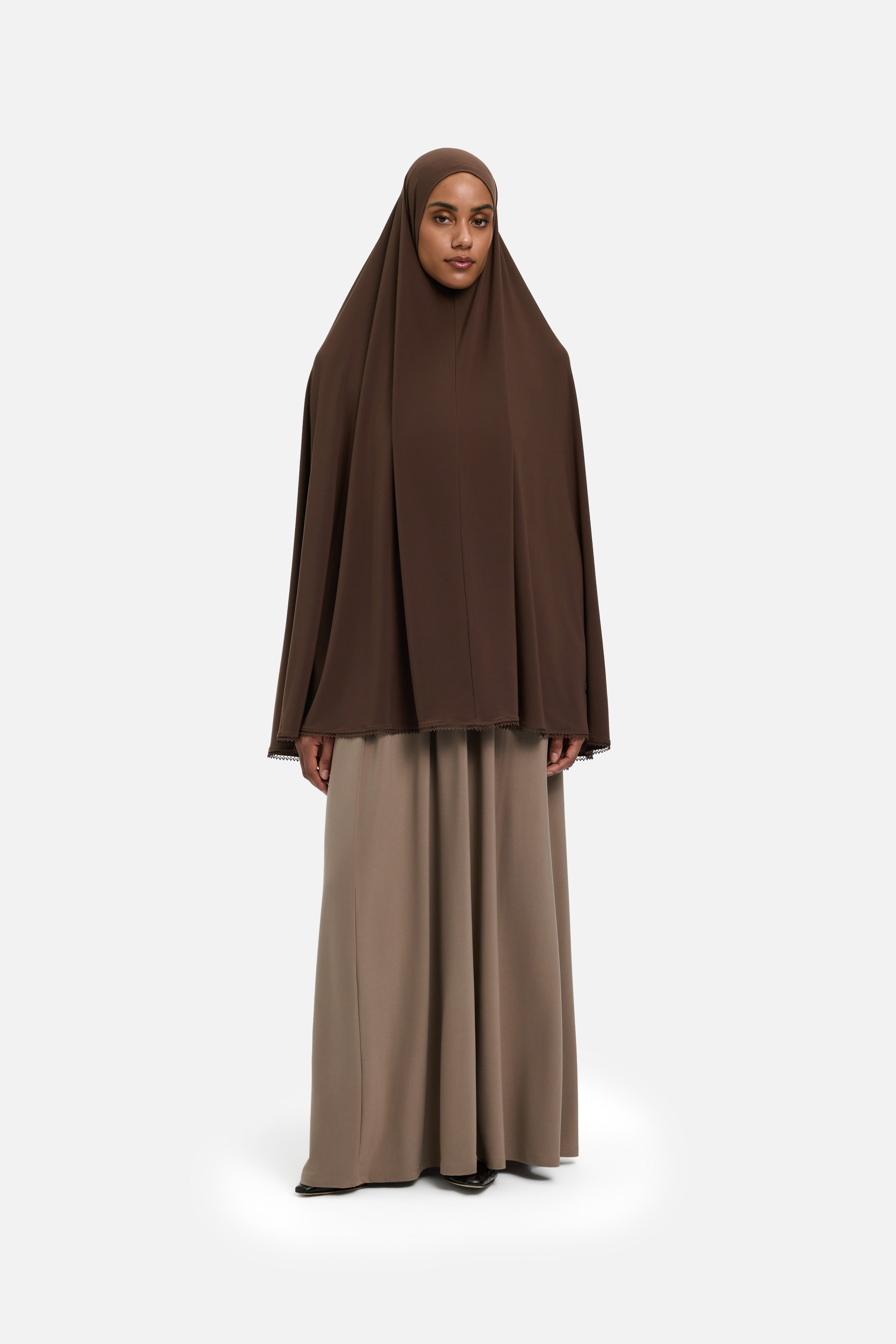 The Picot Edge Khimaar | Burnt Mocha