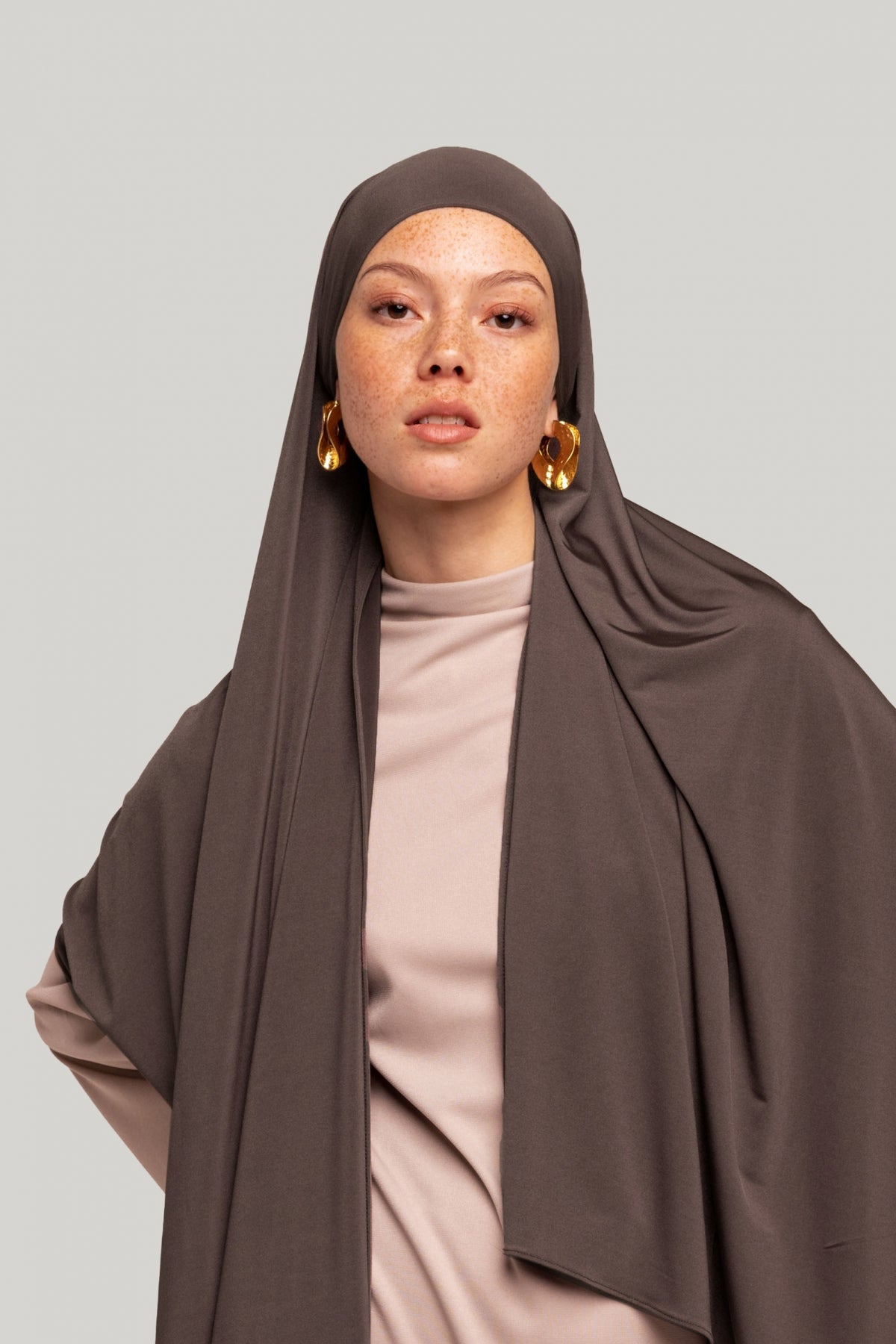 Satin Jersey Scarf | Walnut Brown