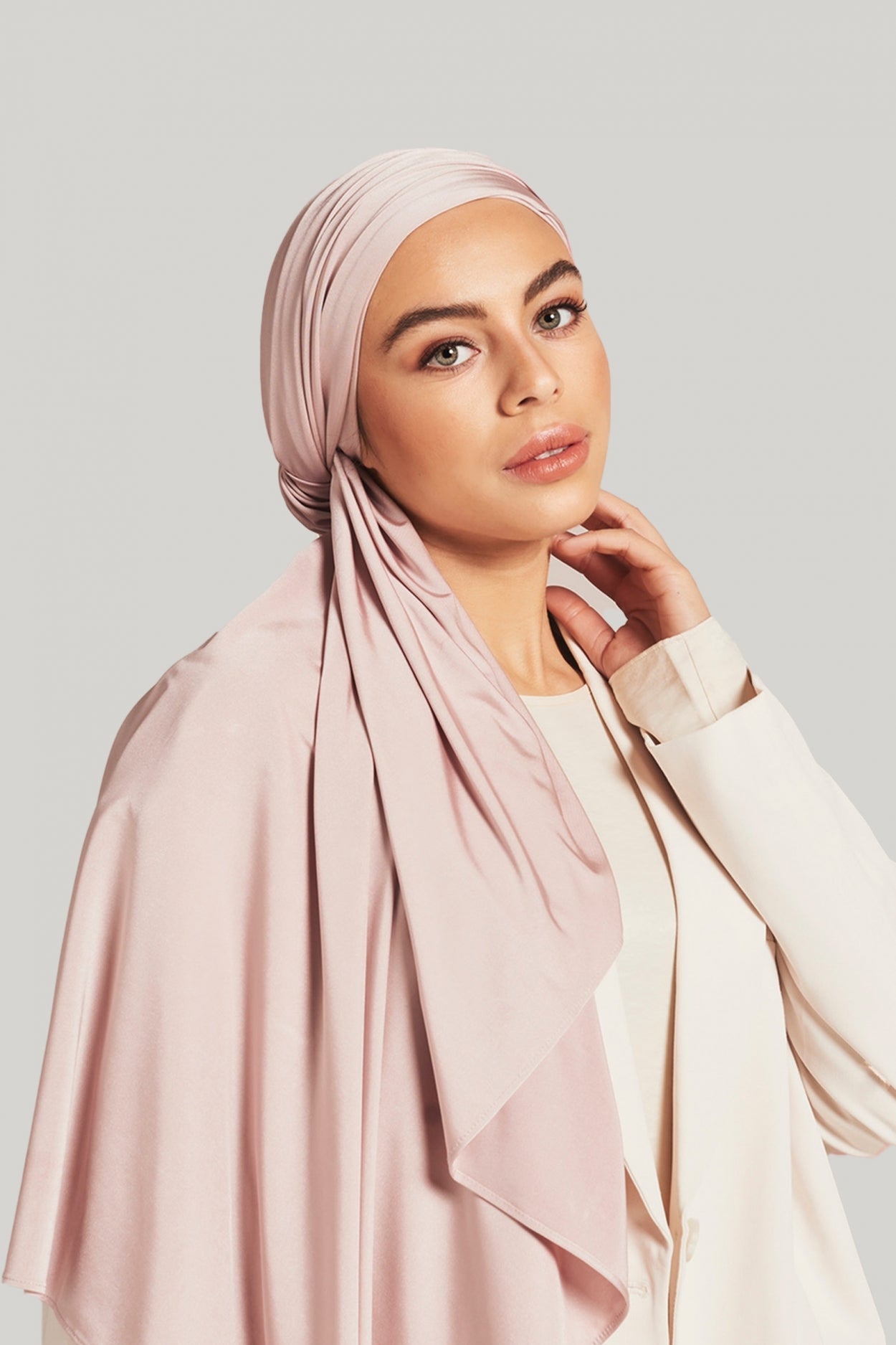 Satin Jersey Scarf | Silver Pink