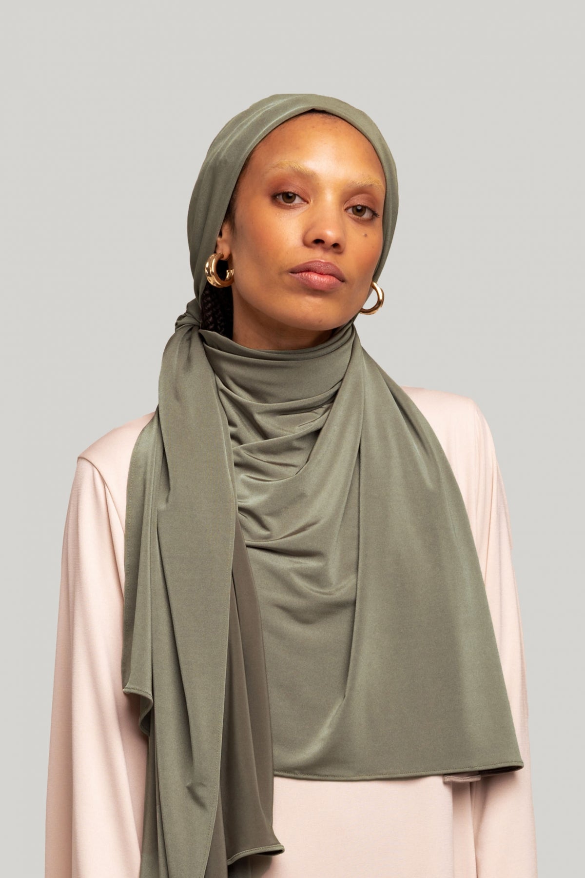 Satin Jersey Scarf | Green Stone