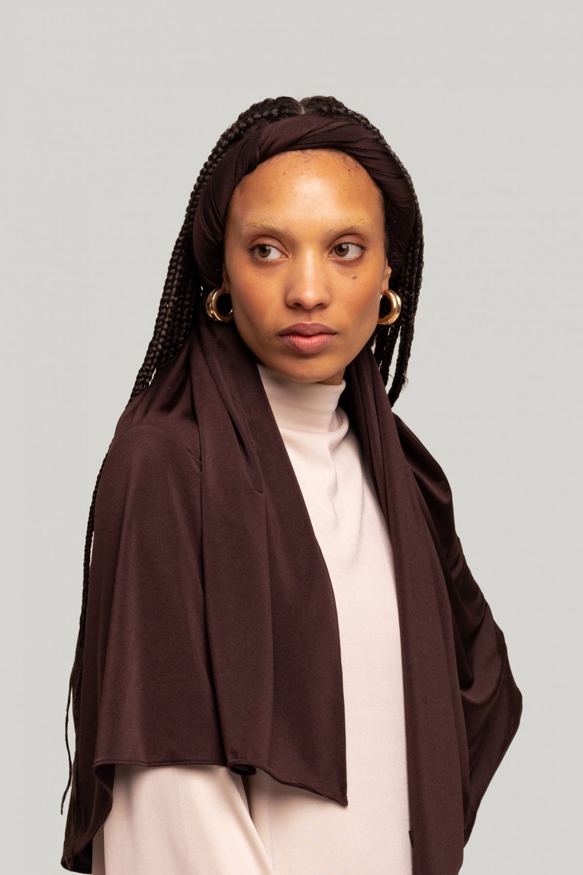 Satin Jersey Scarf | Dark Brown
