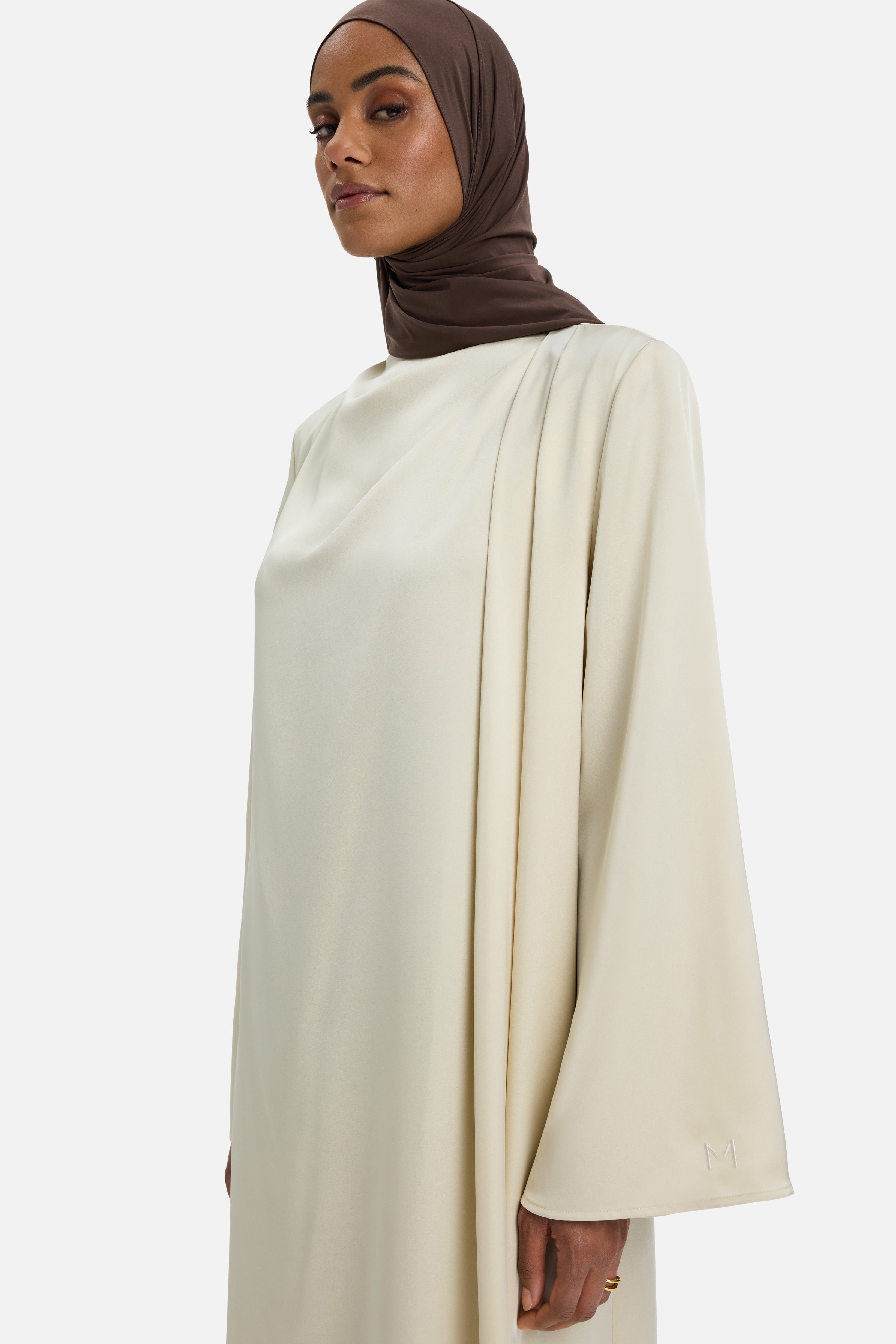 Asymmetric Drape Dress Regular | Sand | MERRACHI Asymmetric Drape Dress Regular | Sand | MERRACHI