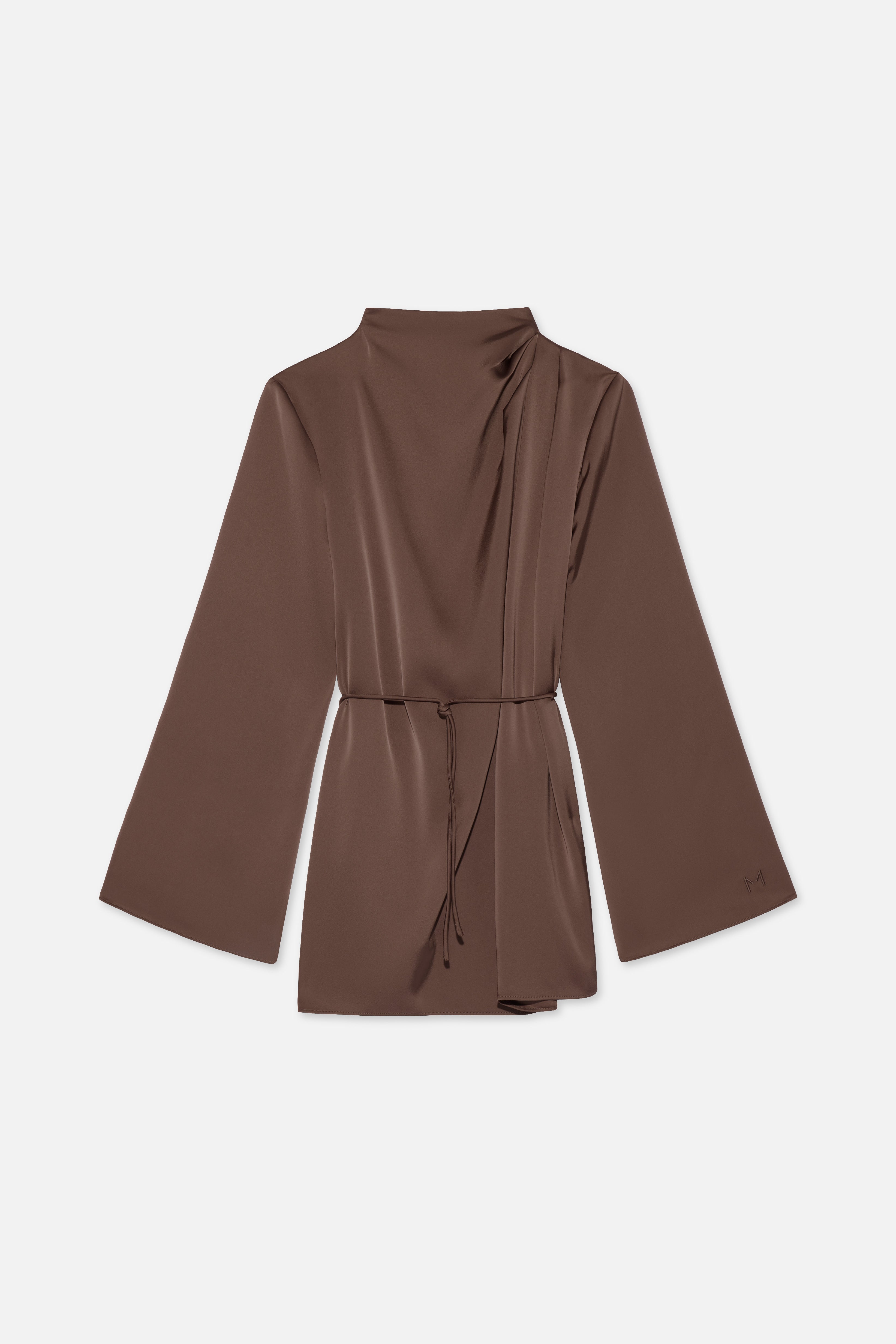 Flat lay front brown blouse