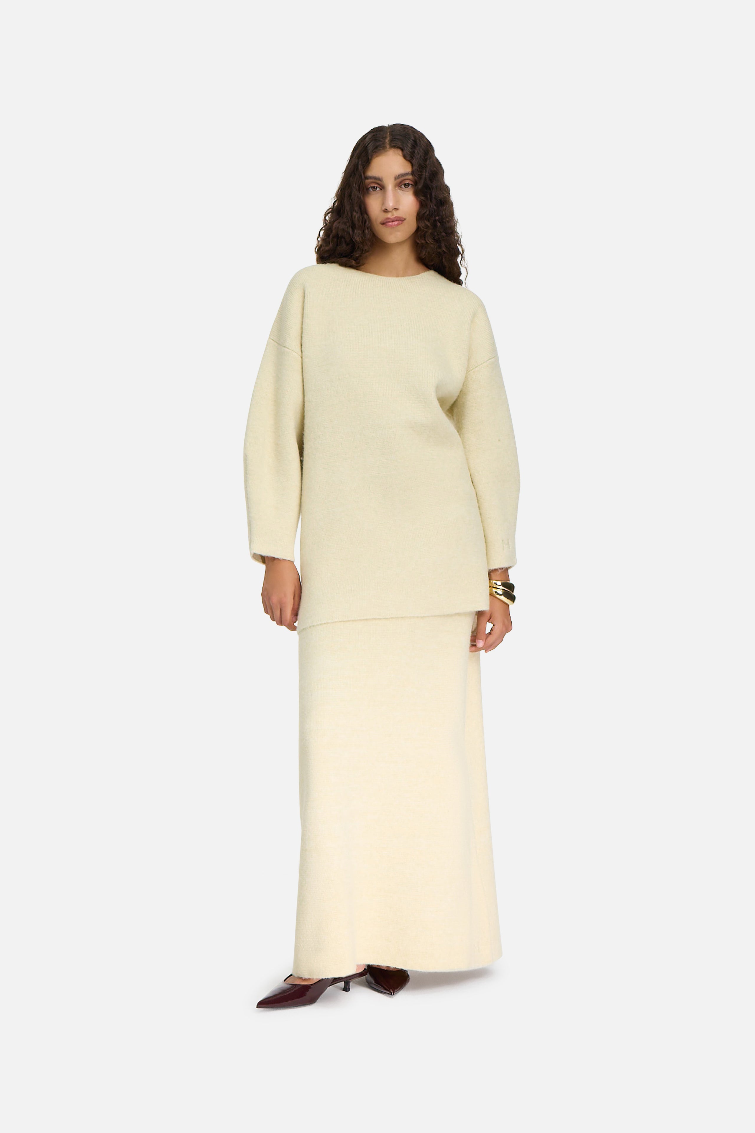 Brushed Knit Skirt | Cloud White