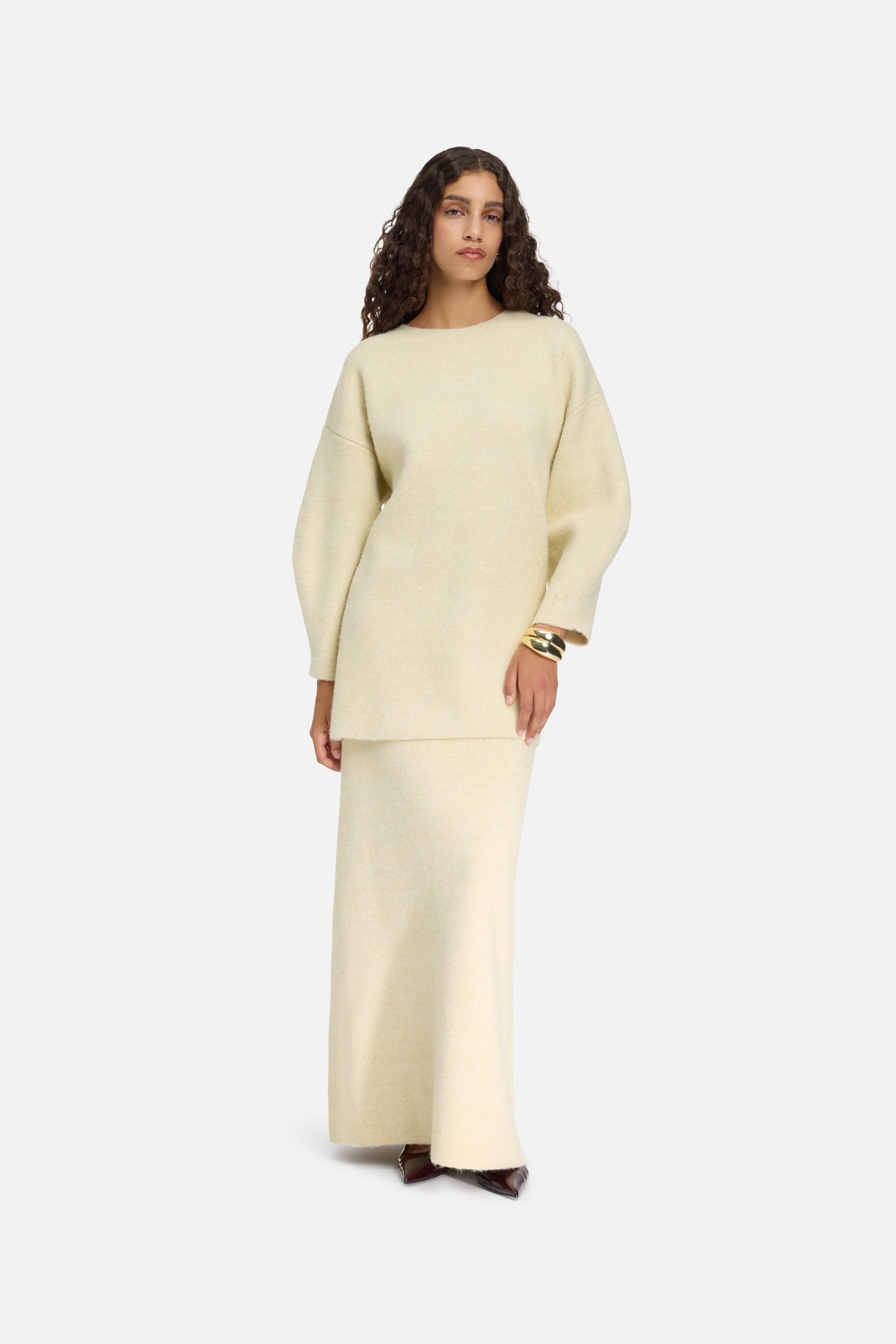 Brushed Knit Skirt | Cloud White
