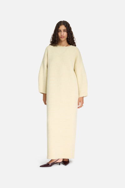 brushed knit dress V-Neck | Cloud White Womens dresses