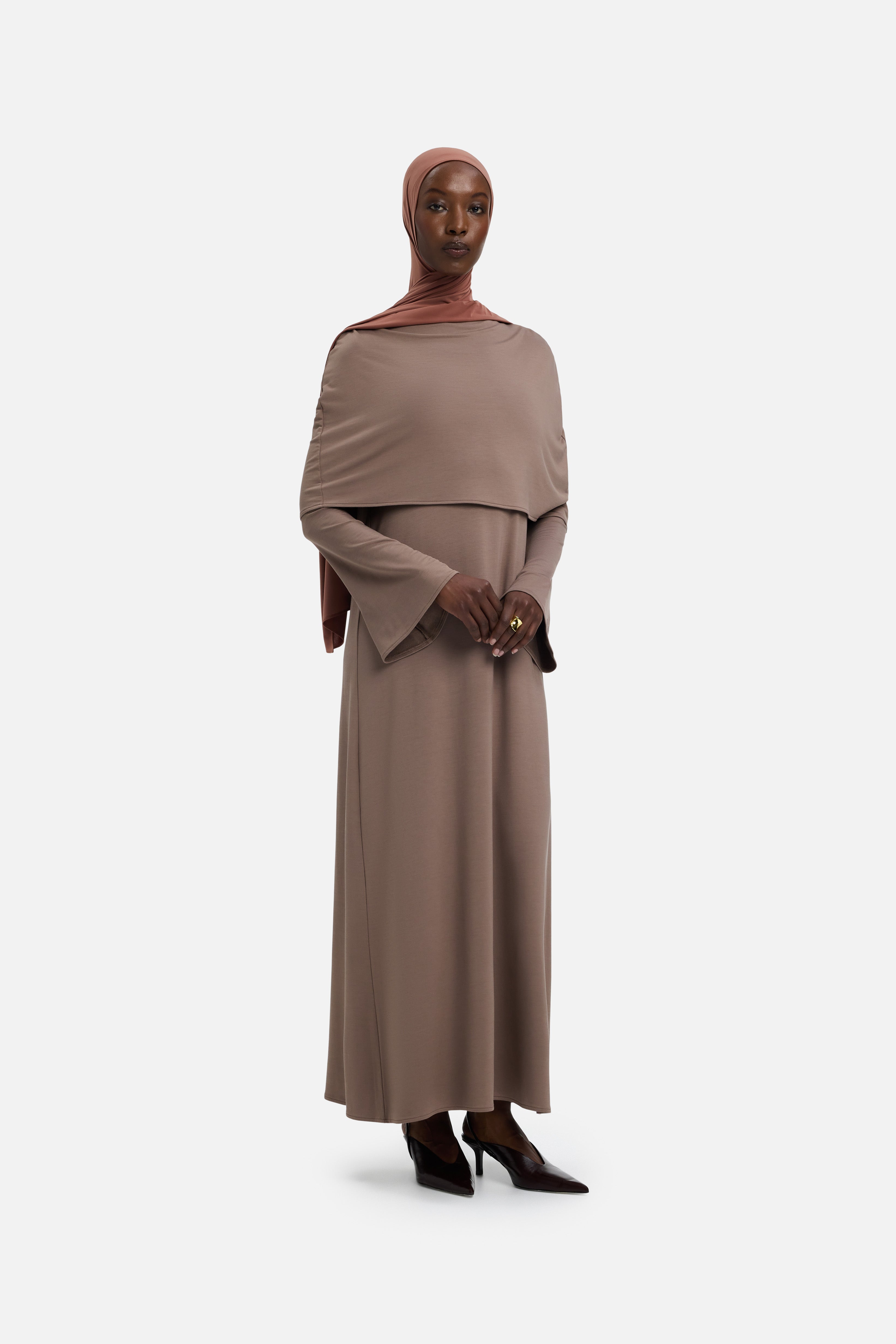 Capelet Dress | Taupe Rose
