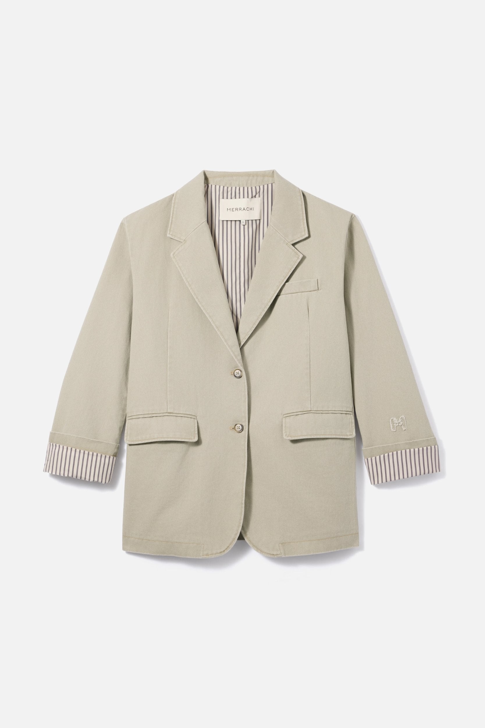 Casual Denim Blazer | Almond Cream