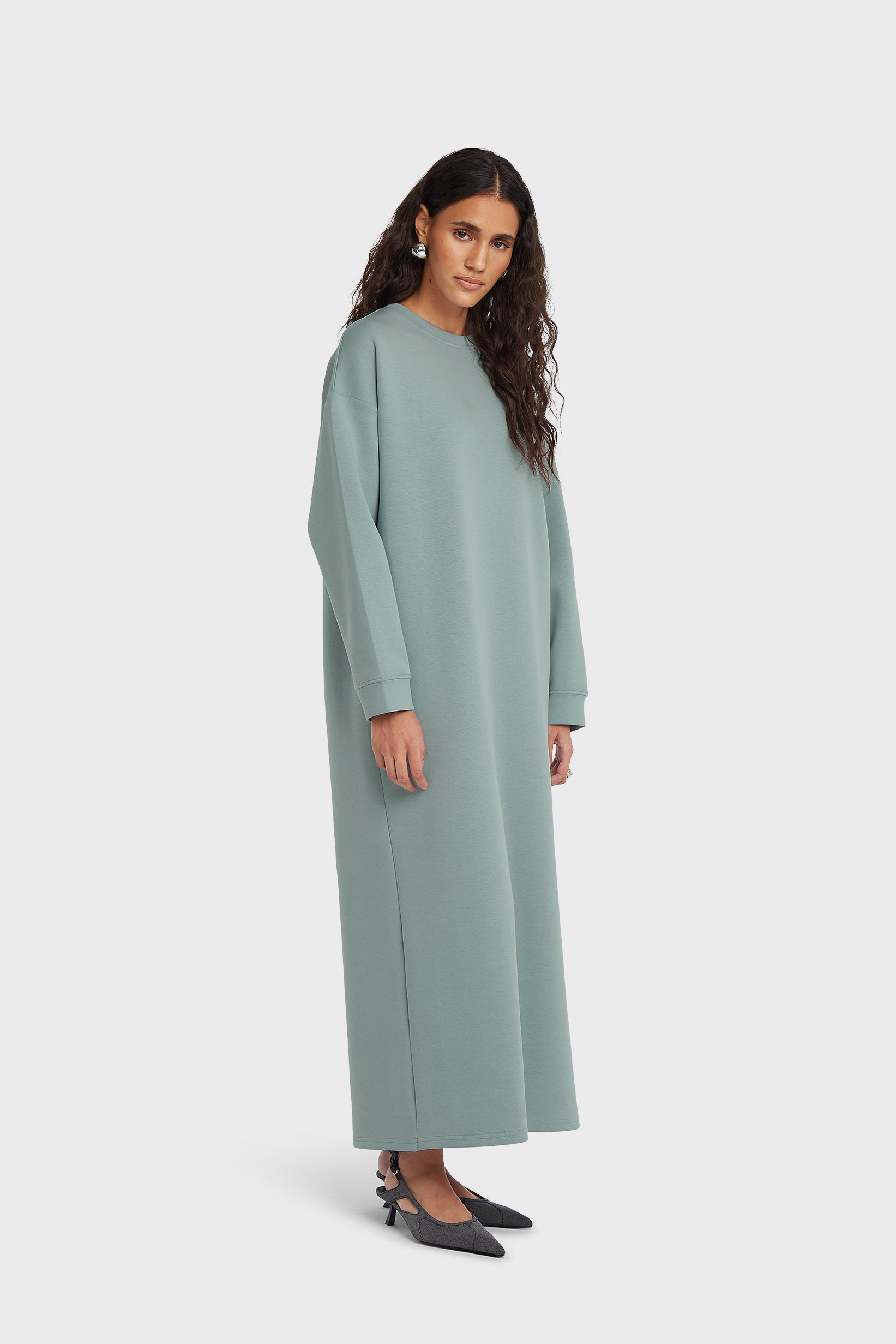 Comfy Sweater Dress | Silver Blue | MERRACHI Comfy Sweater Dress | Silver Blue | MERRACHI