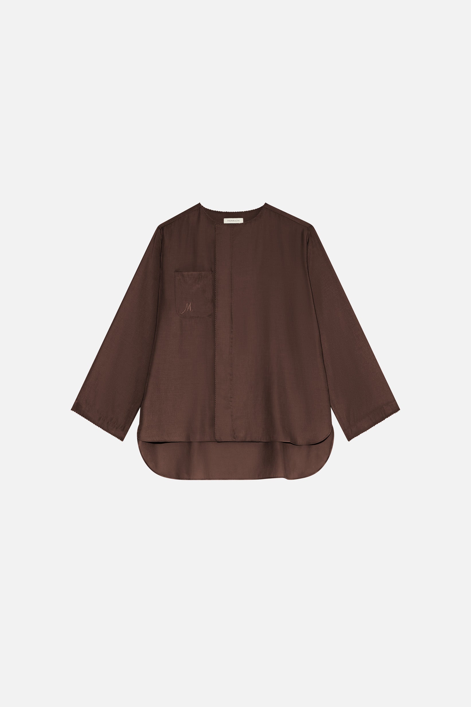 Crossover Collar Blouse | Burnt Mocha