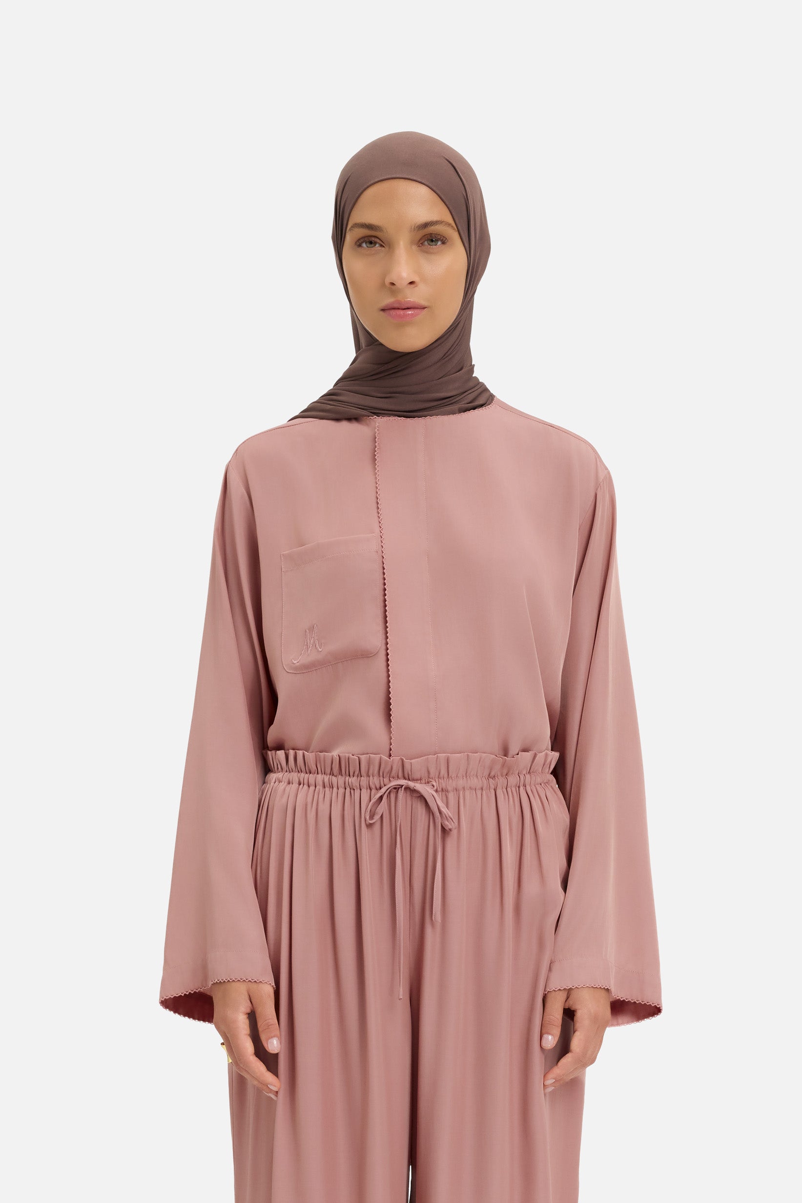 Crossover Collar Blouse | Light Berry