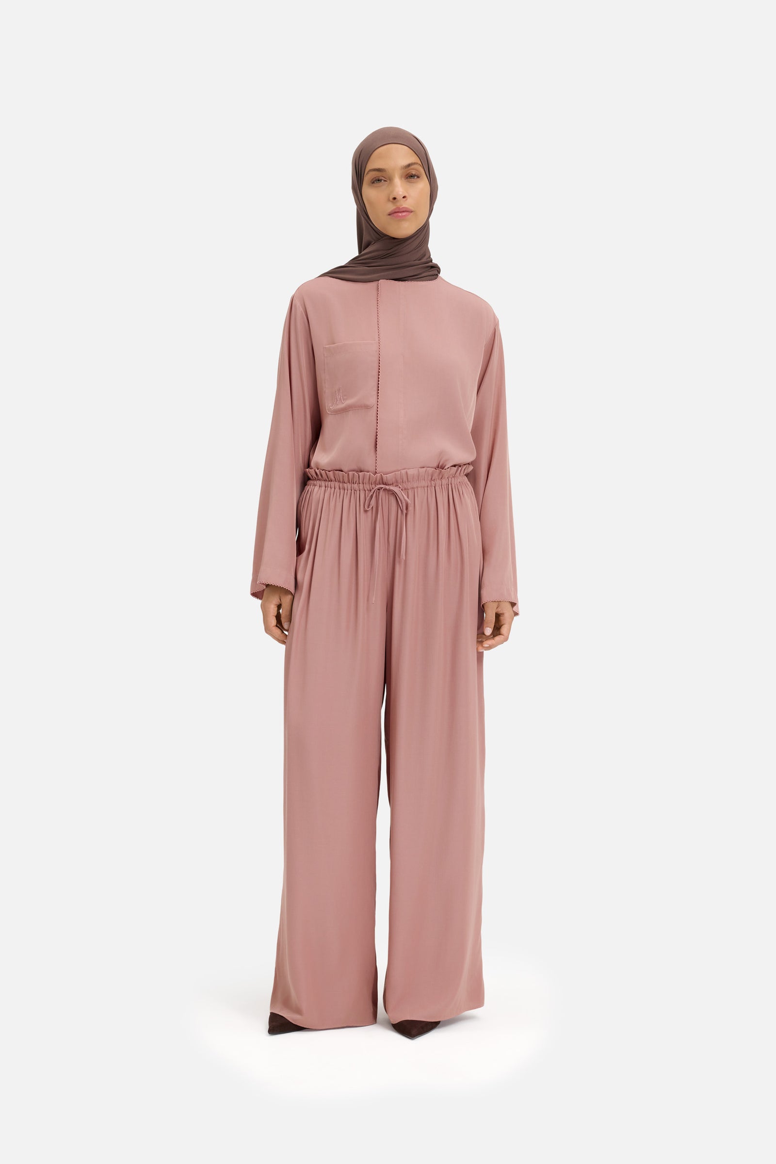 Crossover Collar Blouse | Light Berry