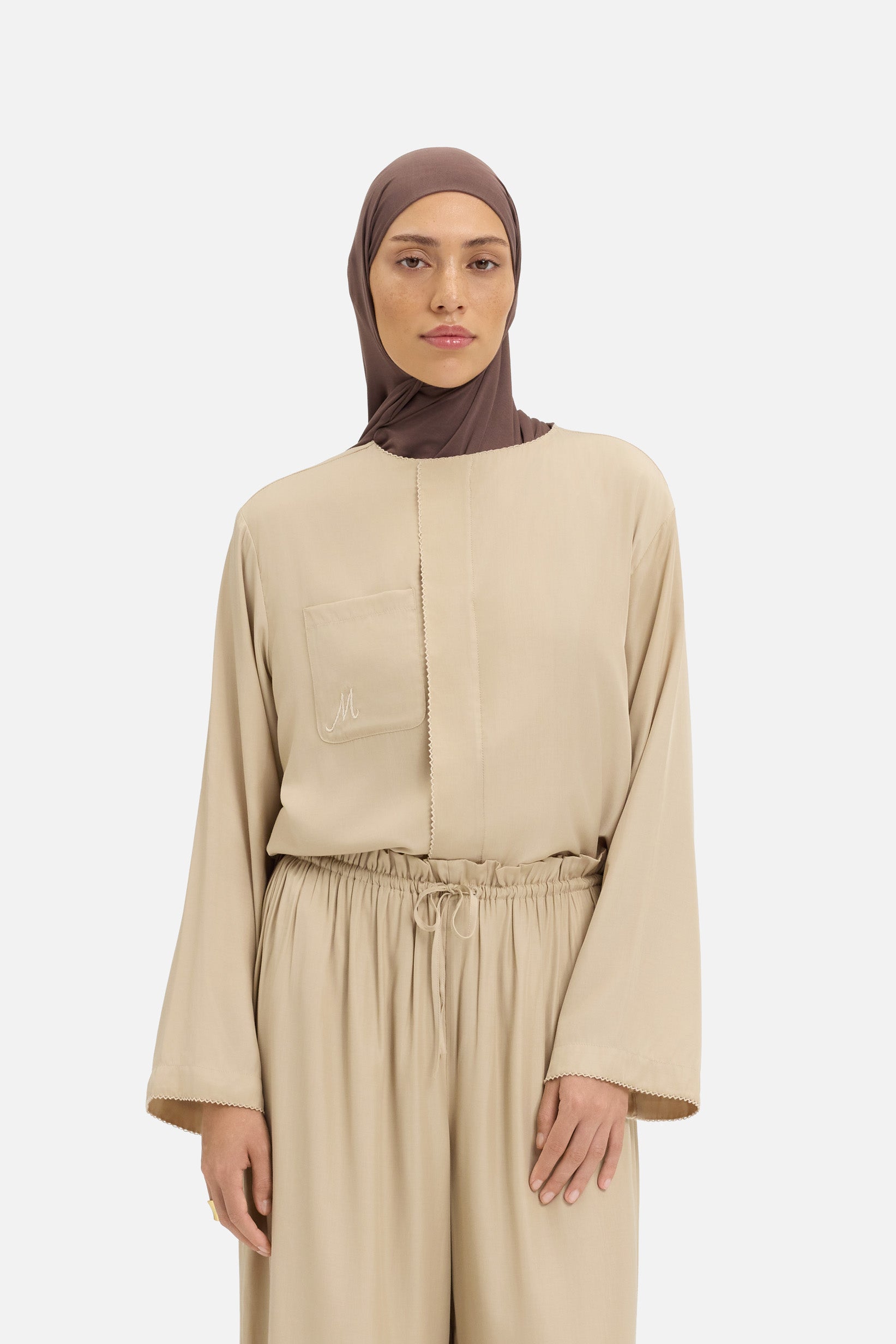 Crossover Collar Blouse | Oat