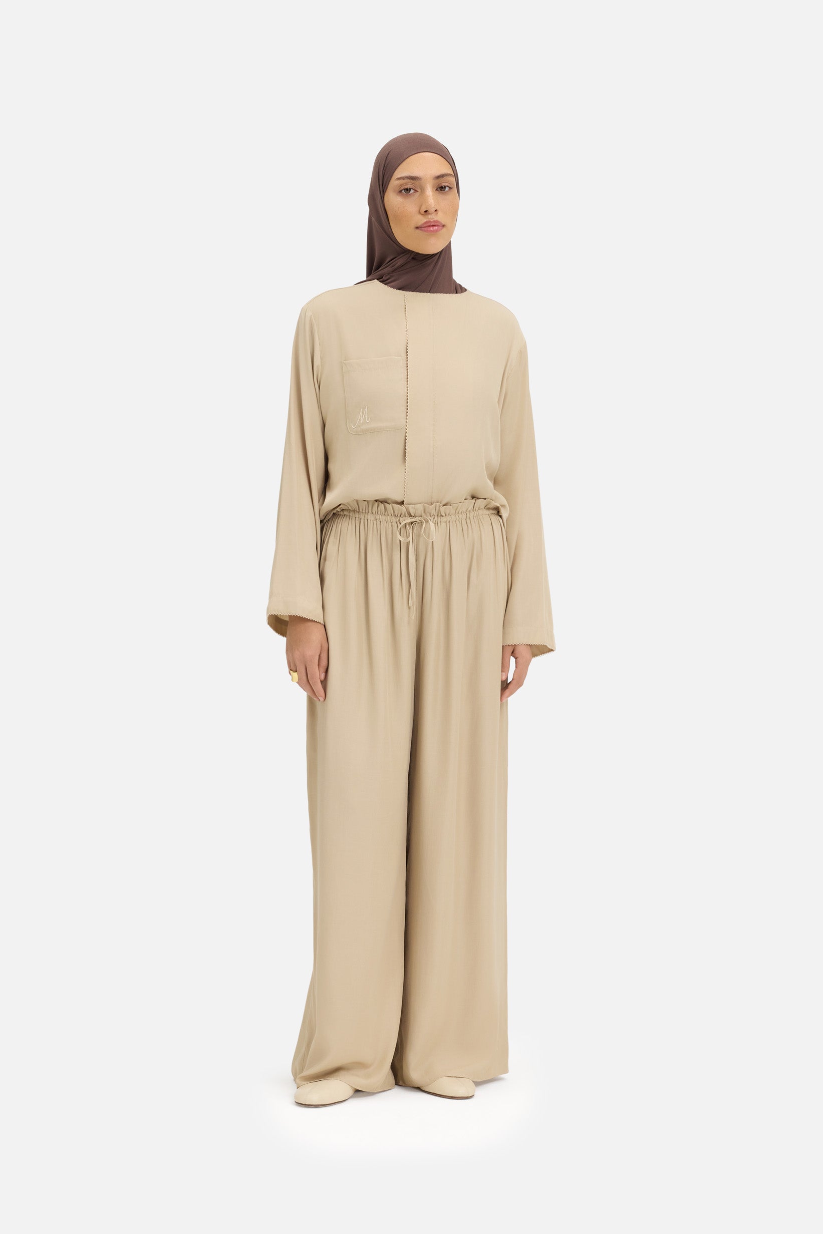 Crossover Collar Blouse | Oat