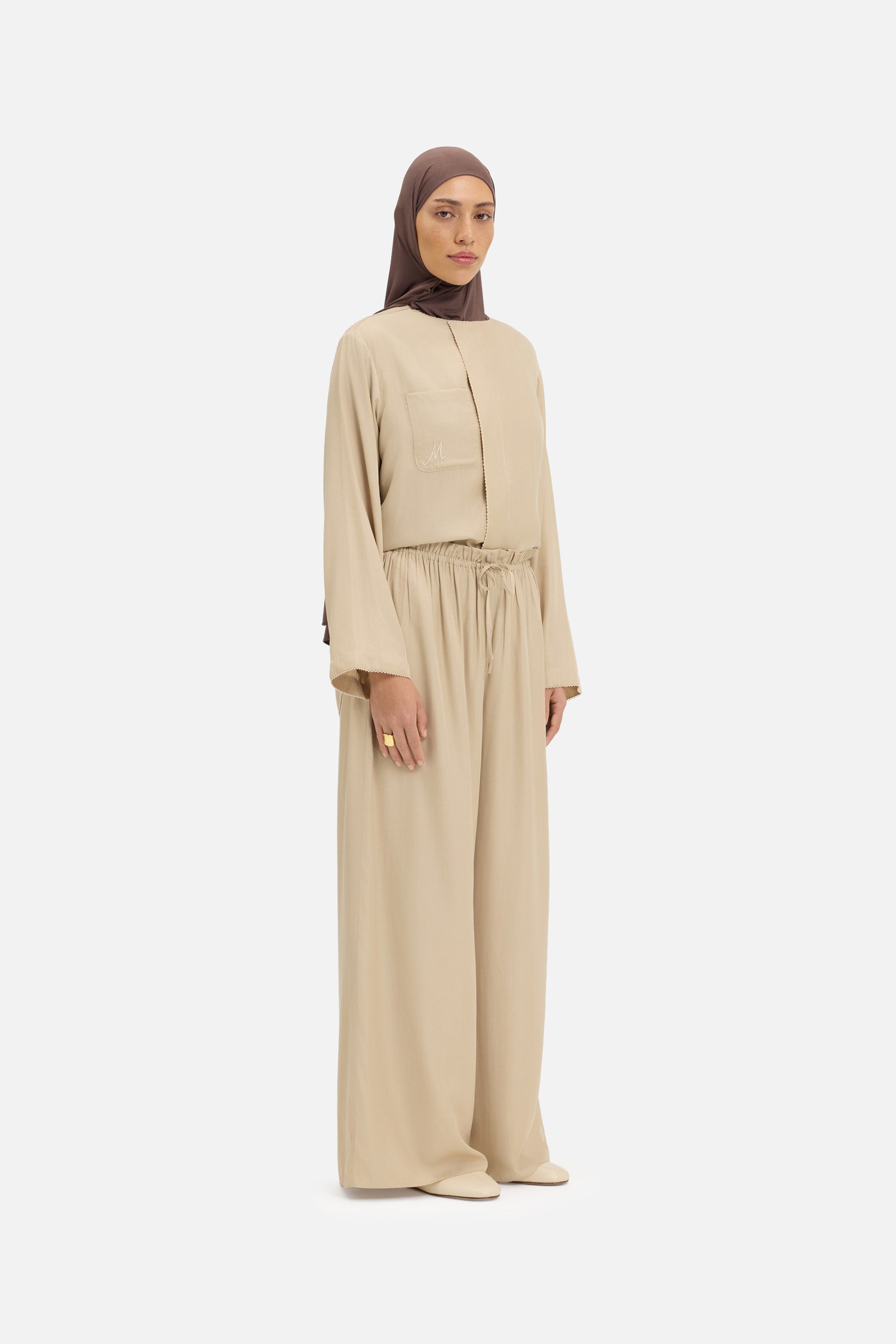 Crossover Collar Blouse | Oat