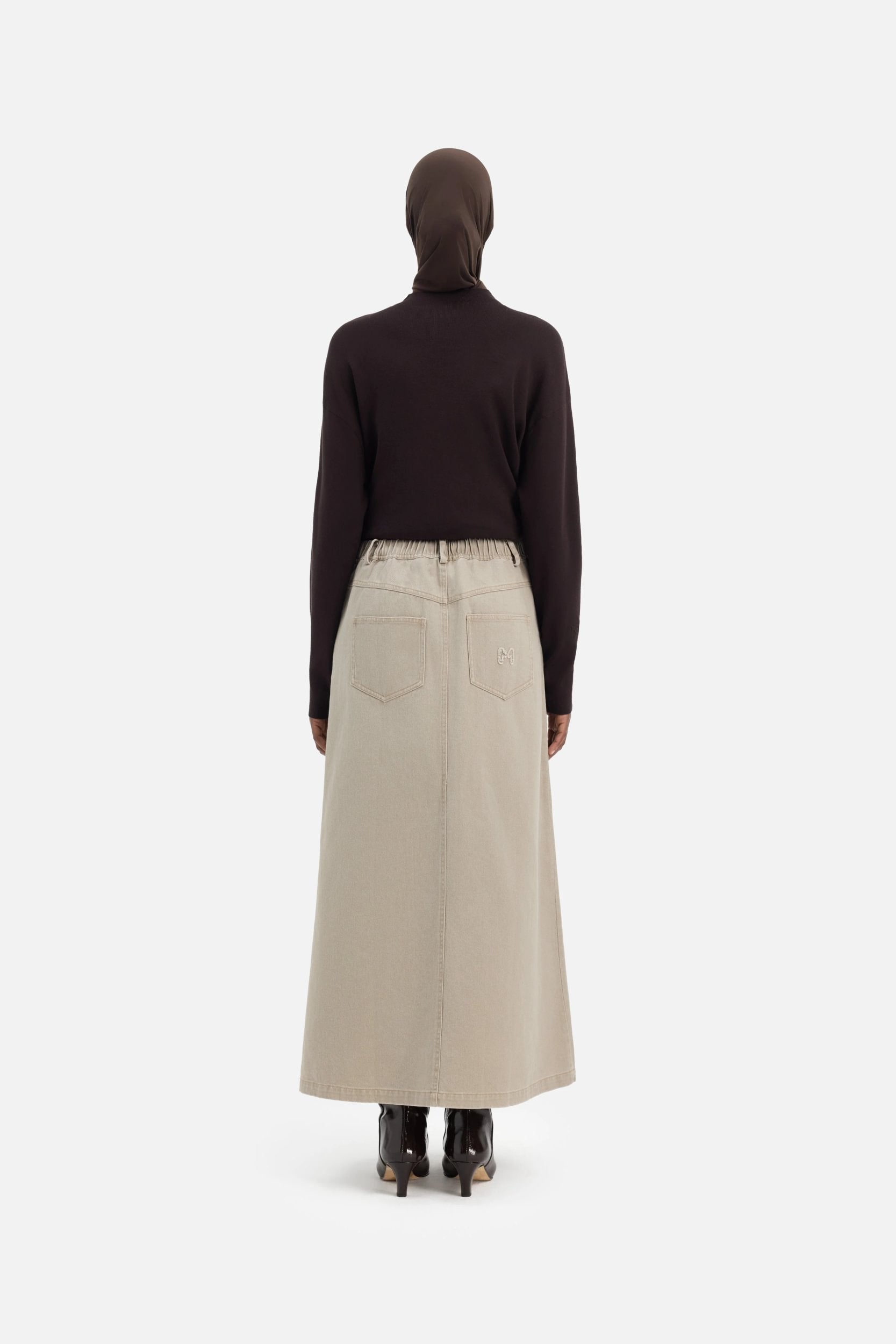Denim Maxi Skirt | Almond Cream