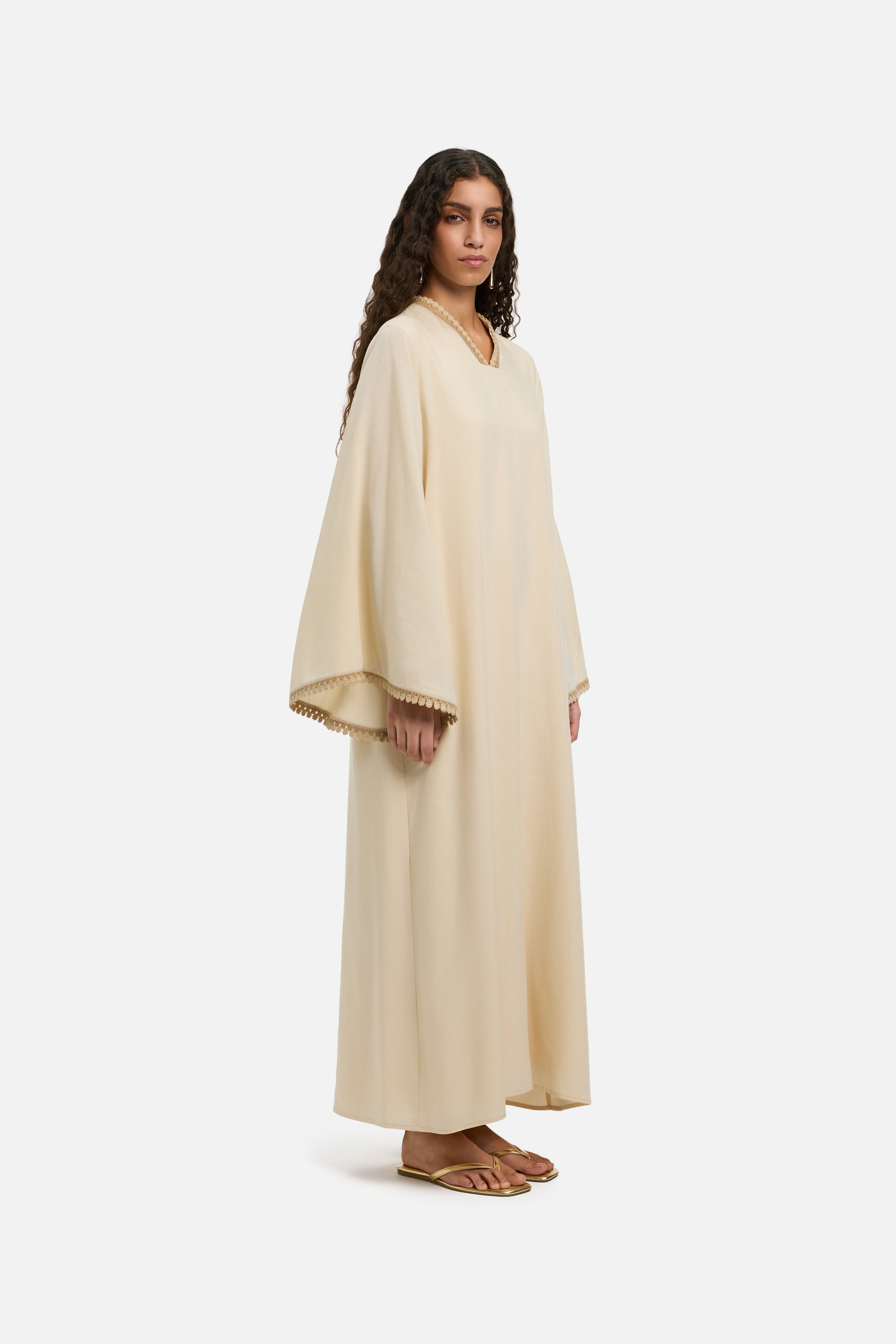 Detailed Kaftan Dress | Sand