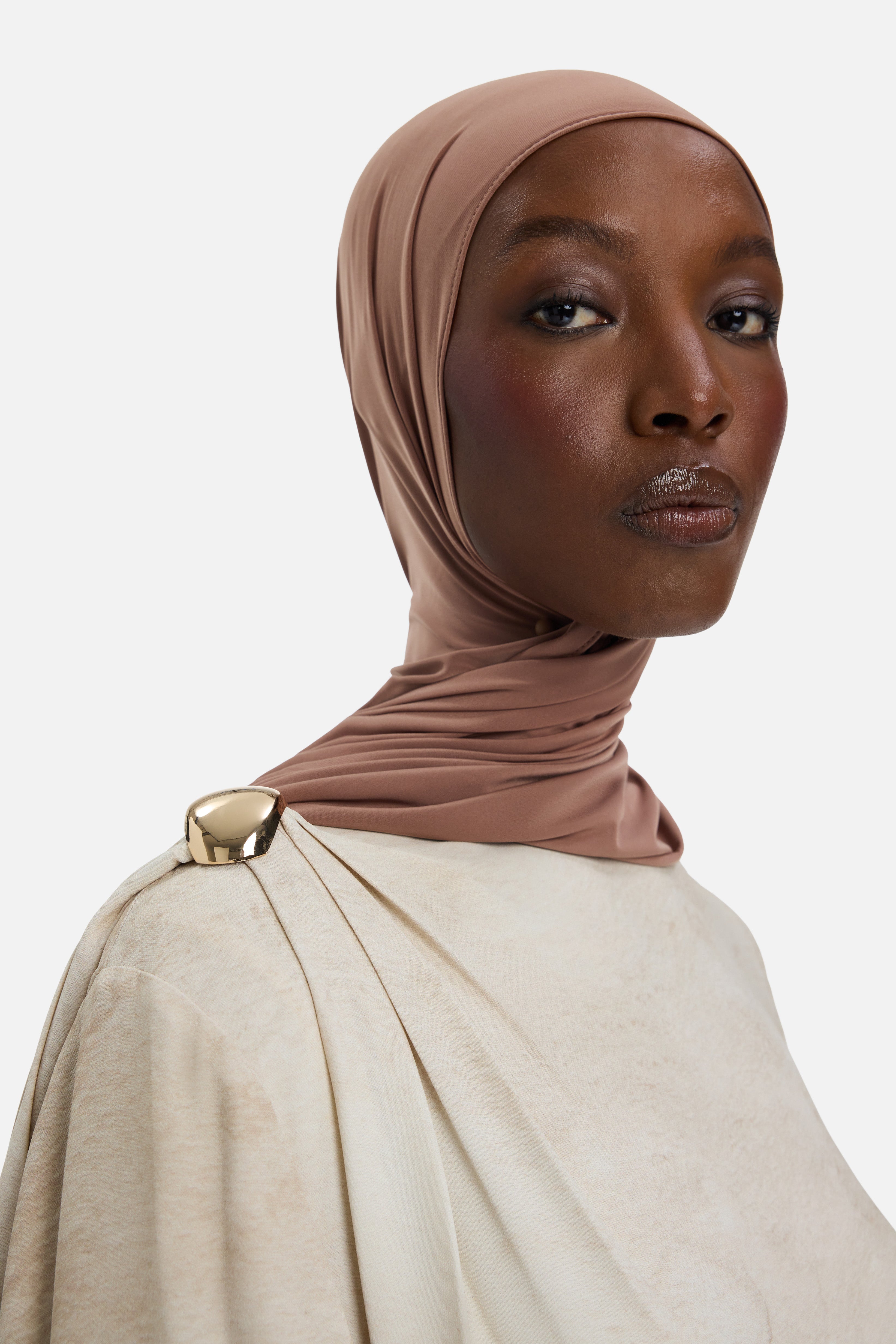Detailed Shoulder Dress | Mocha Marble | MERRACHI Detailed Shoulder Dress | Mocha Marble | MERRACHI