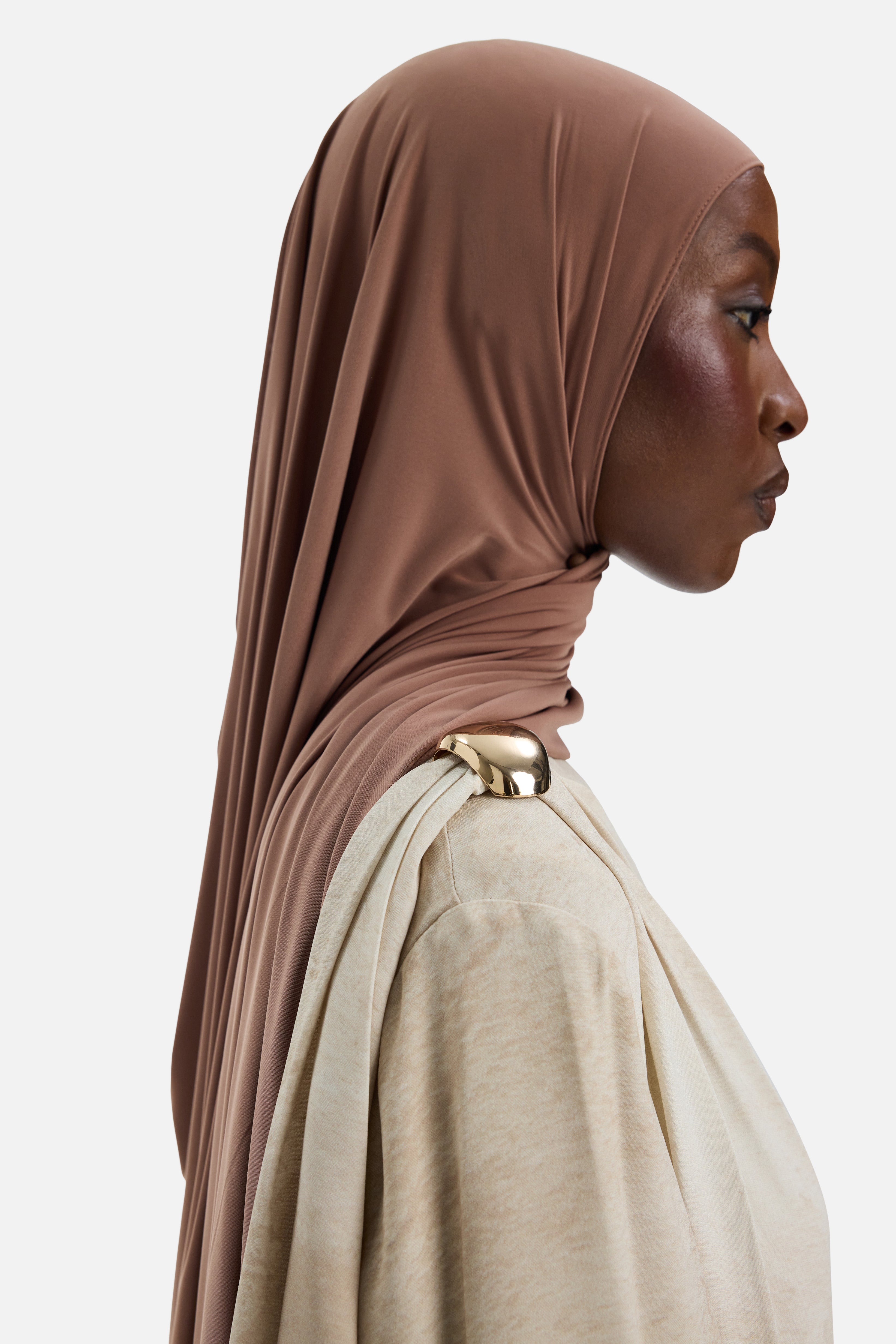 Detailed Shoulder Dress | Mocha Marble