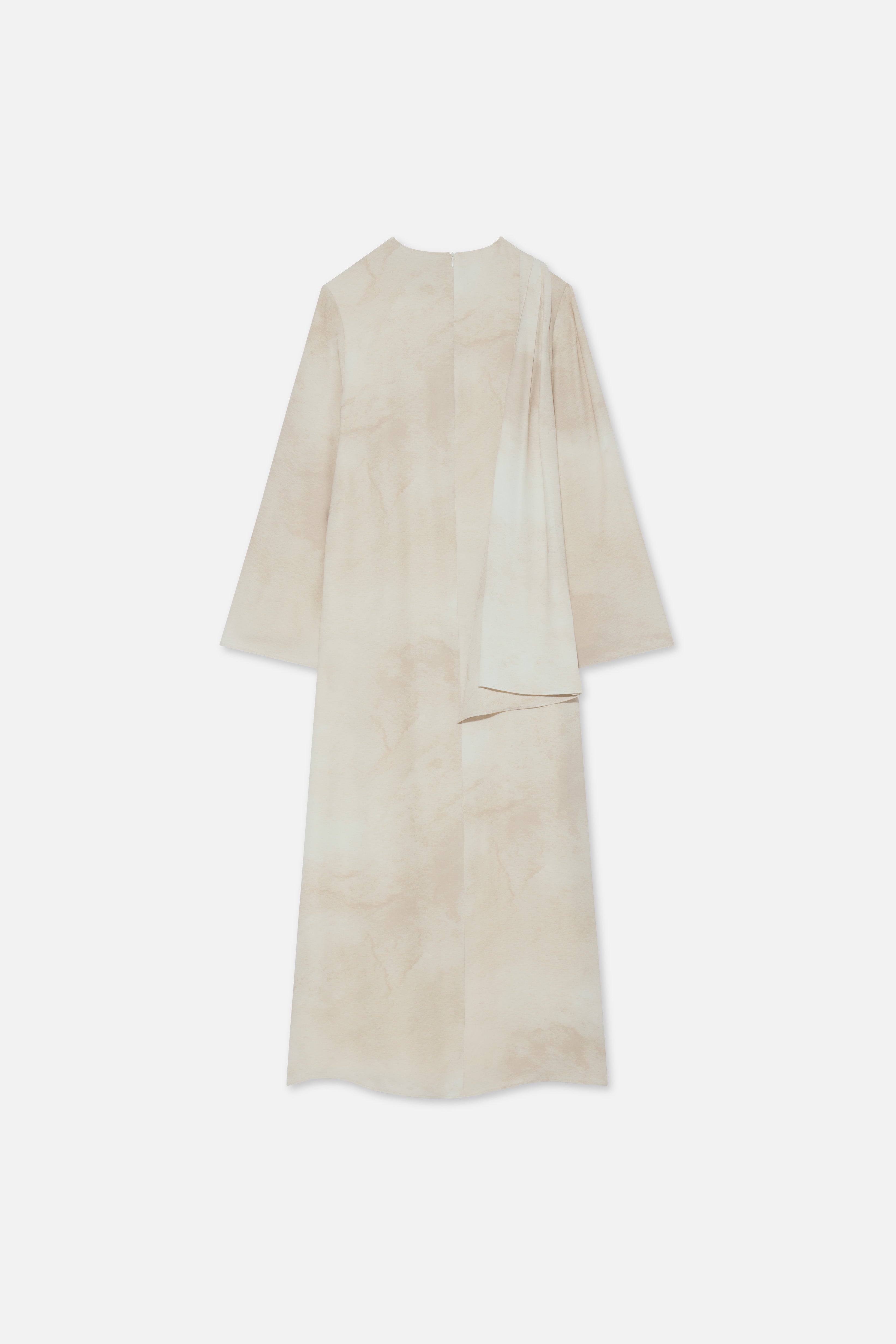 Flat lay back off white dress marble print