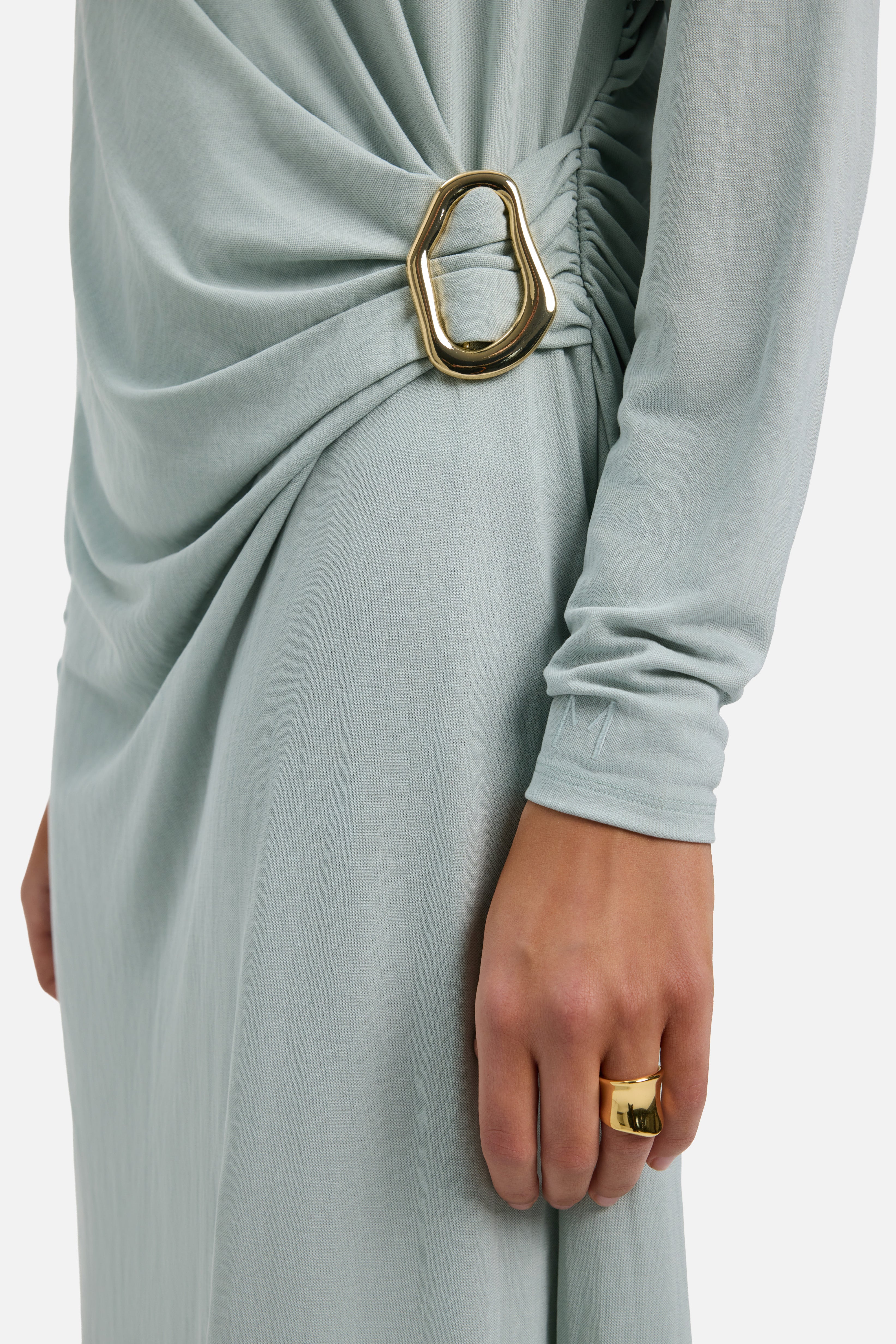 Drape Jersey Dress | Aqua Gray