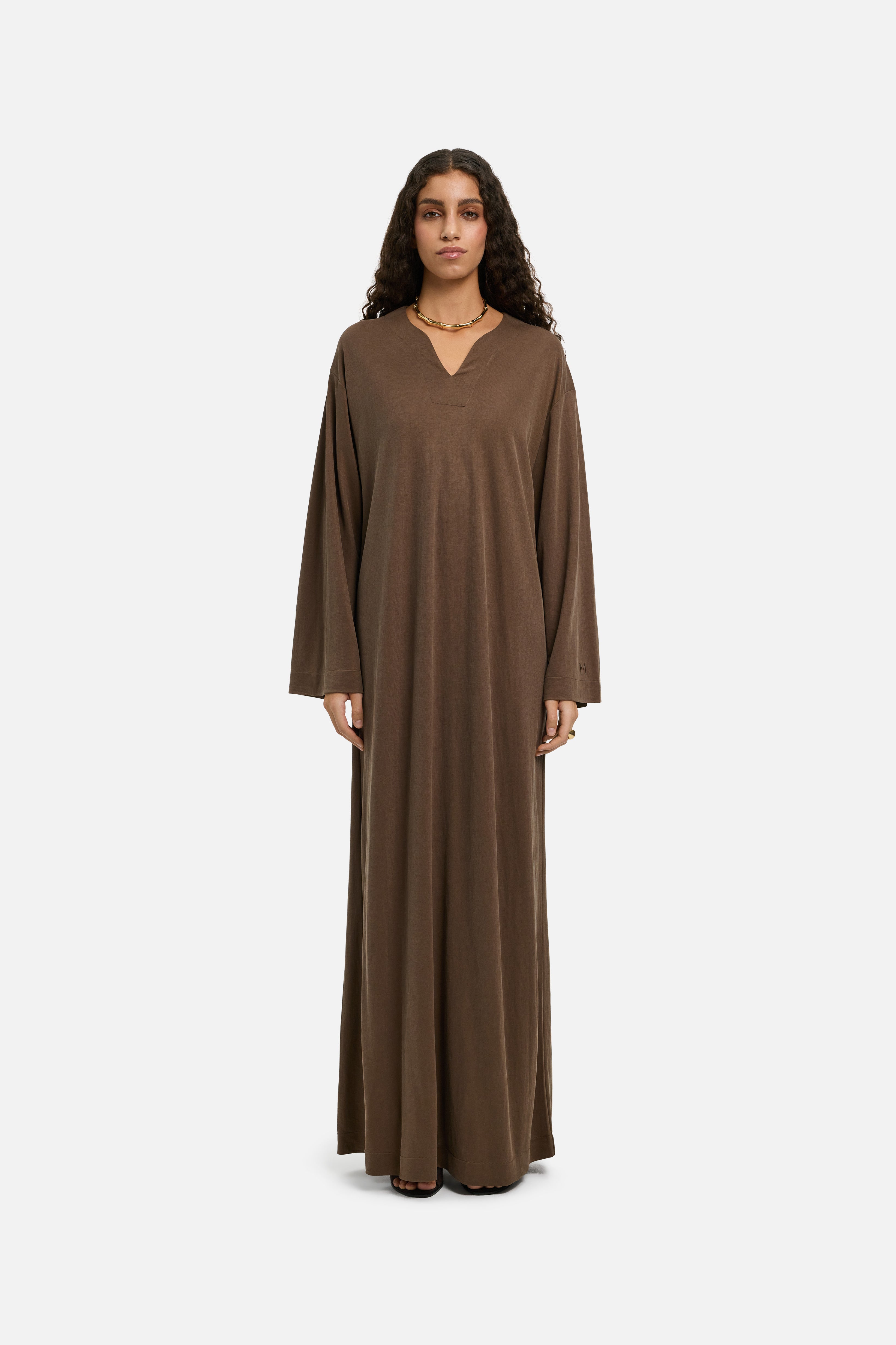 Drape Jersey Kaftan Dress | Dark Terra
