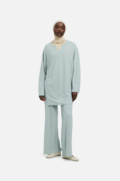 Drape Jersey Pants | Aqua Gray