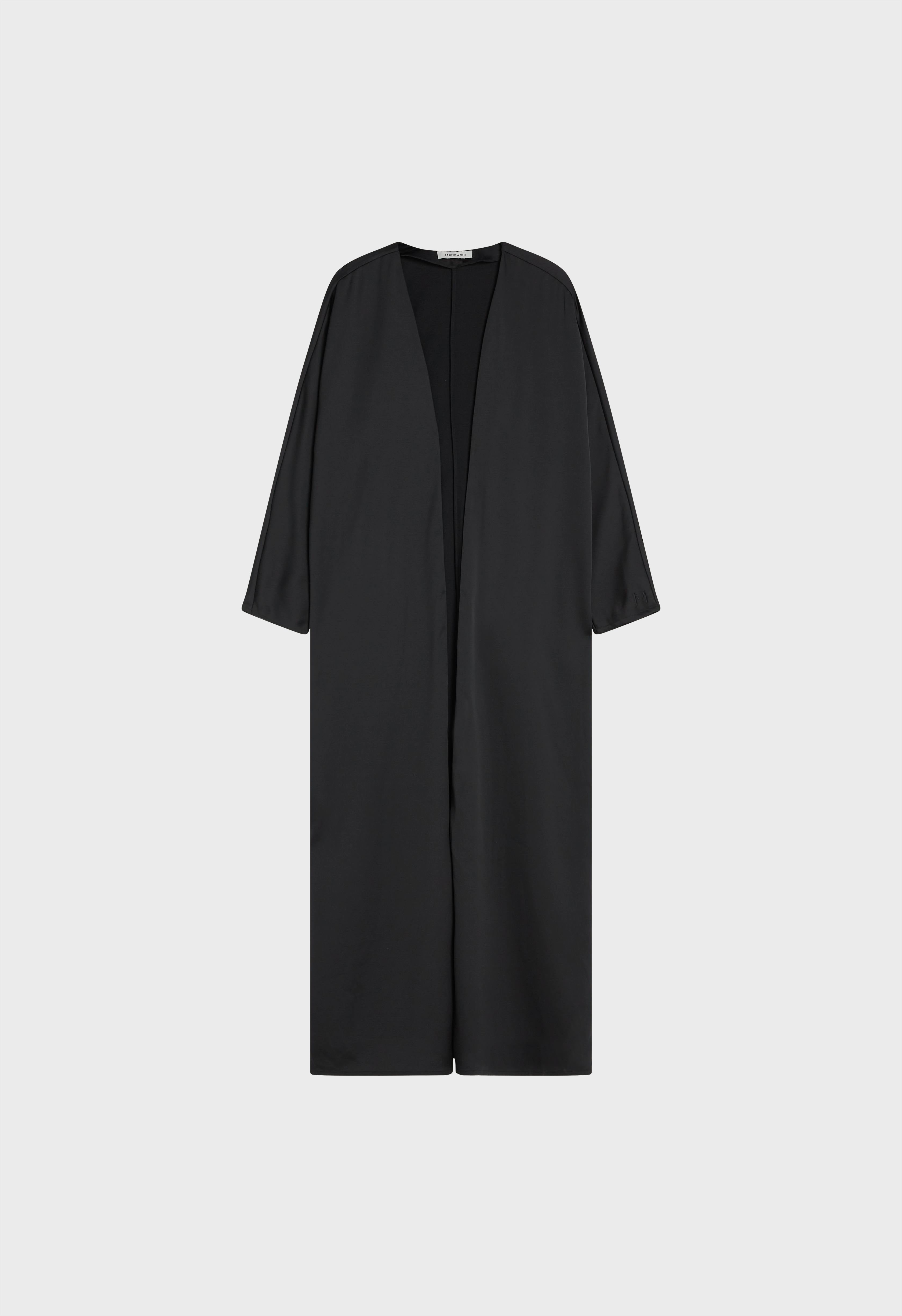 Dull Satin Bat Sleeve Abaya | Black