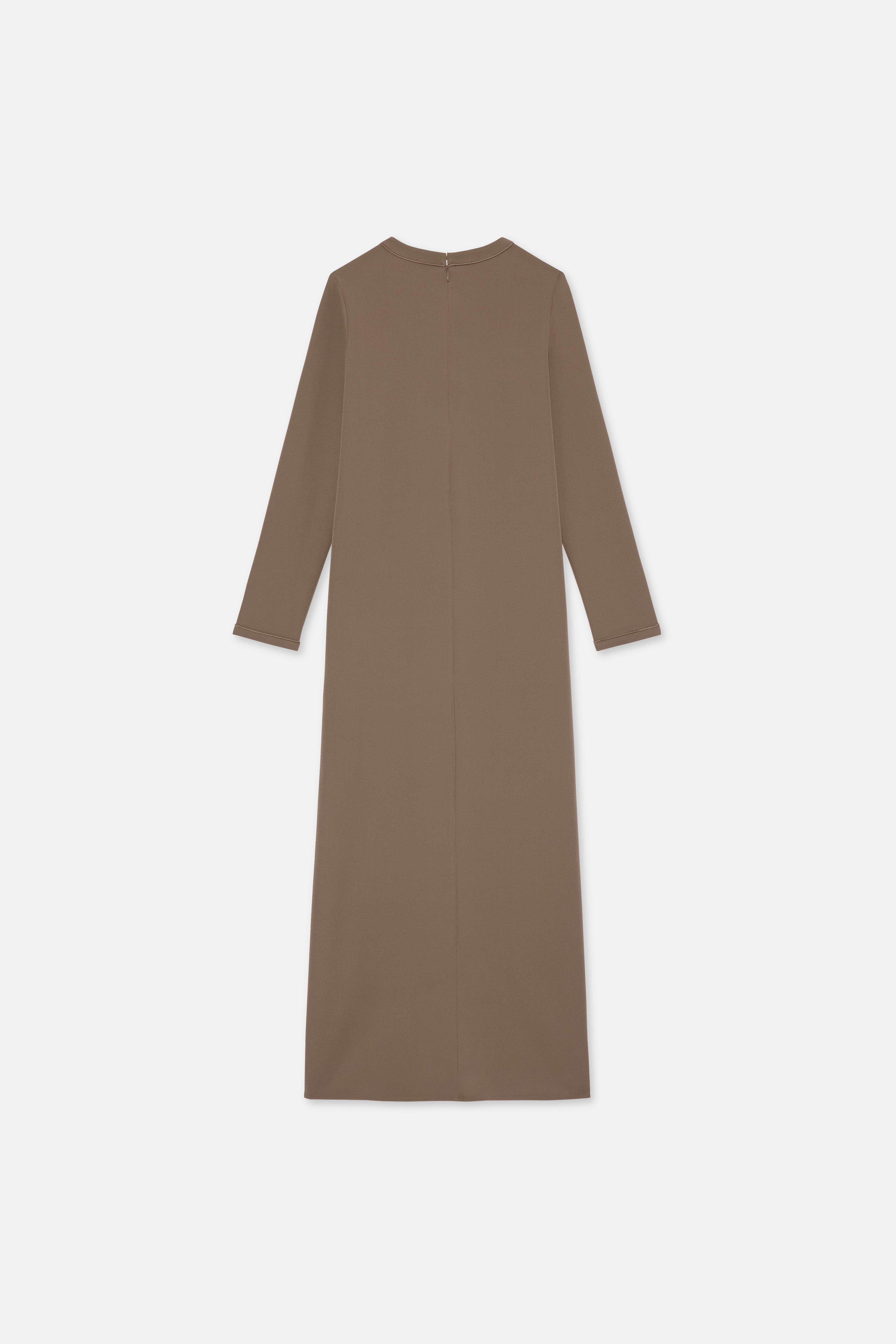 Flat lay back taupe dress