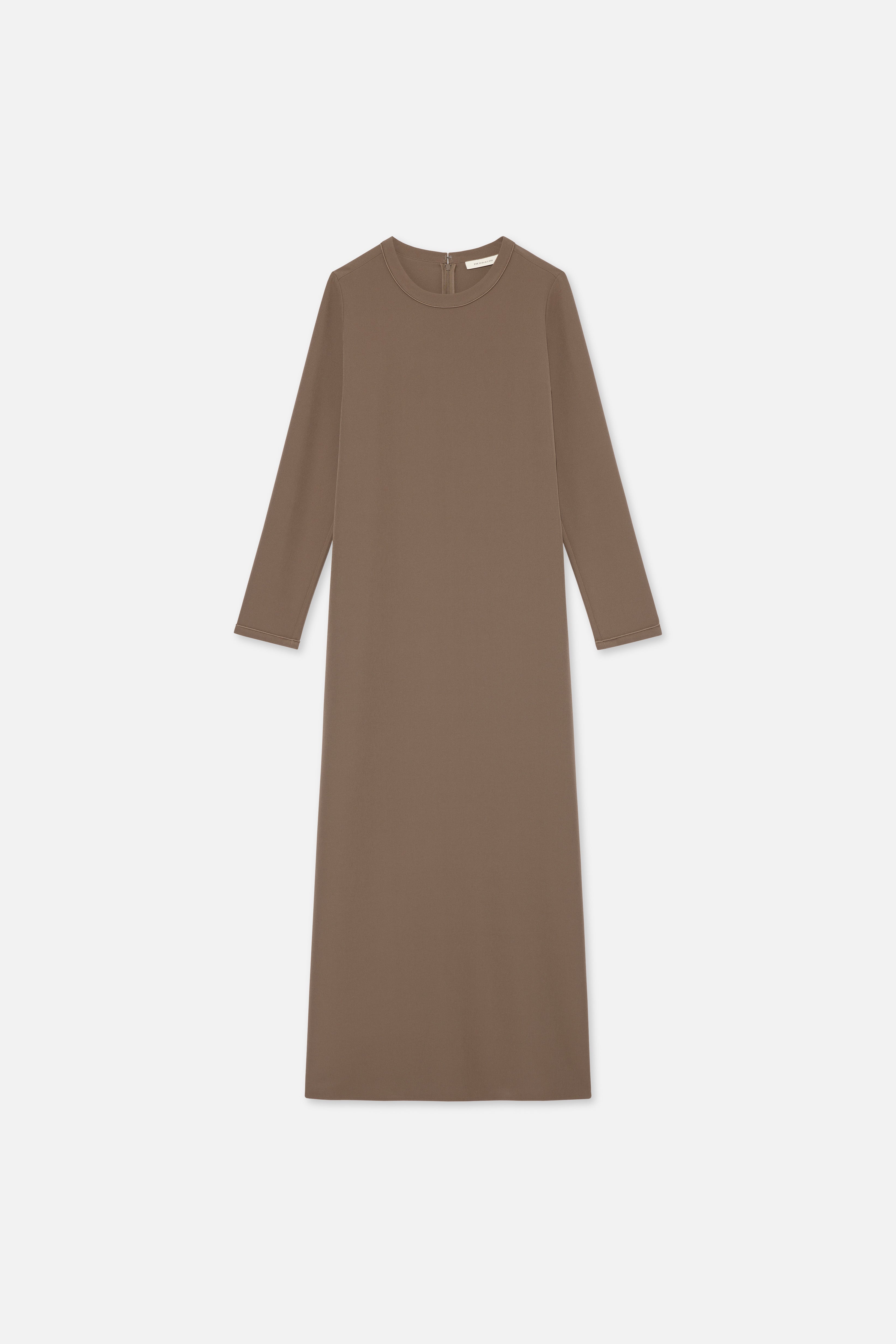 Flat lay front taupe dress