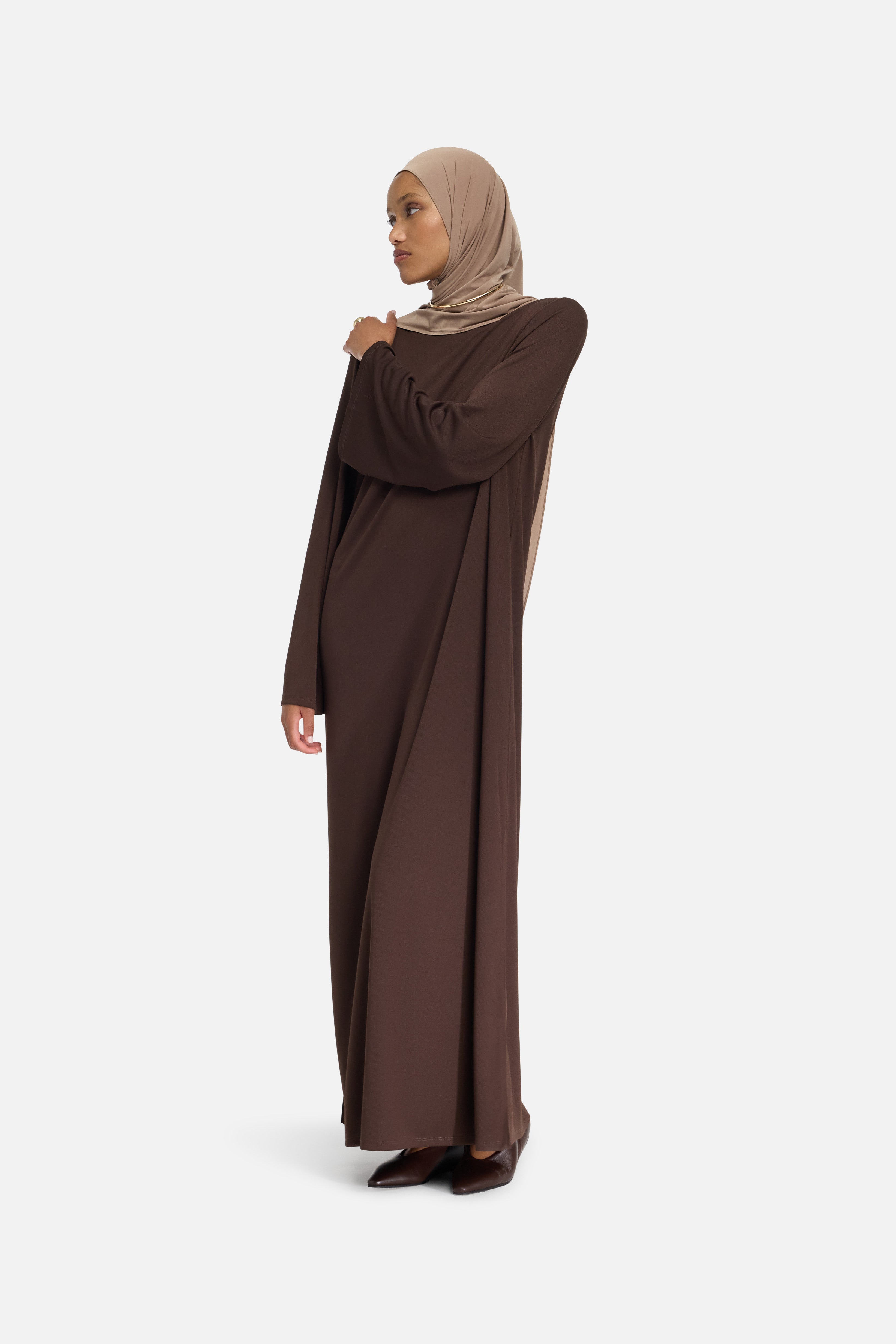 Essential Jersey Dress Short | Dark Brown | MERRACHI Essential Jersey Dress Short | Dark Brown | MERRACHI