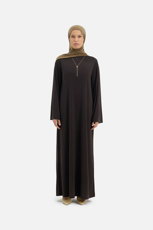 Essential Straight Jersey Dress Regular | Dark Truffle