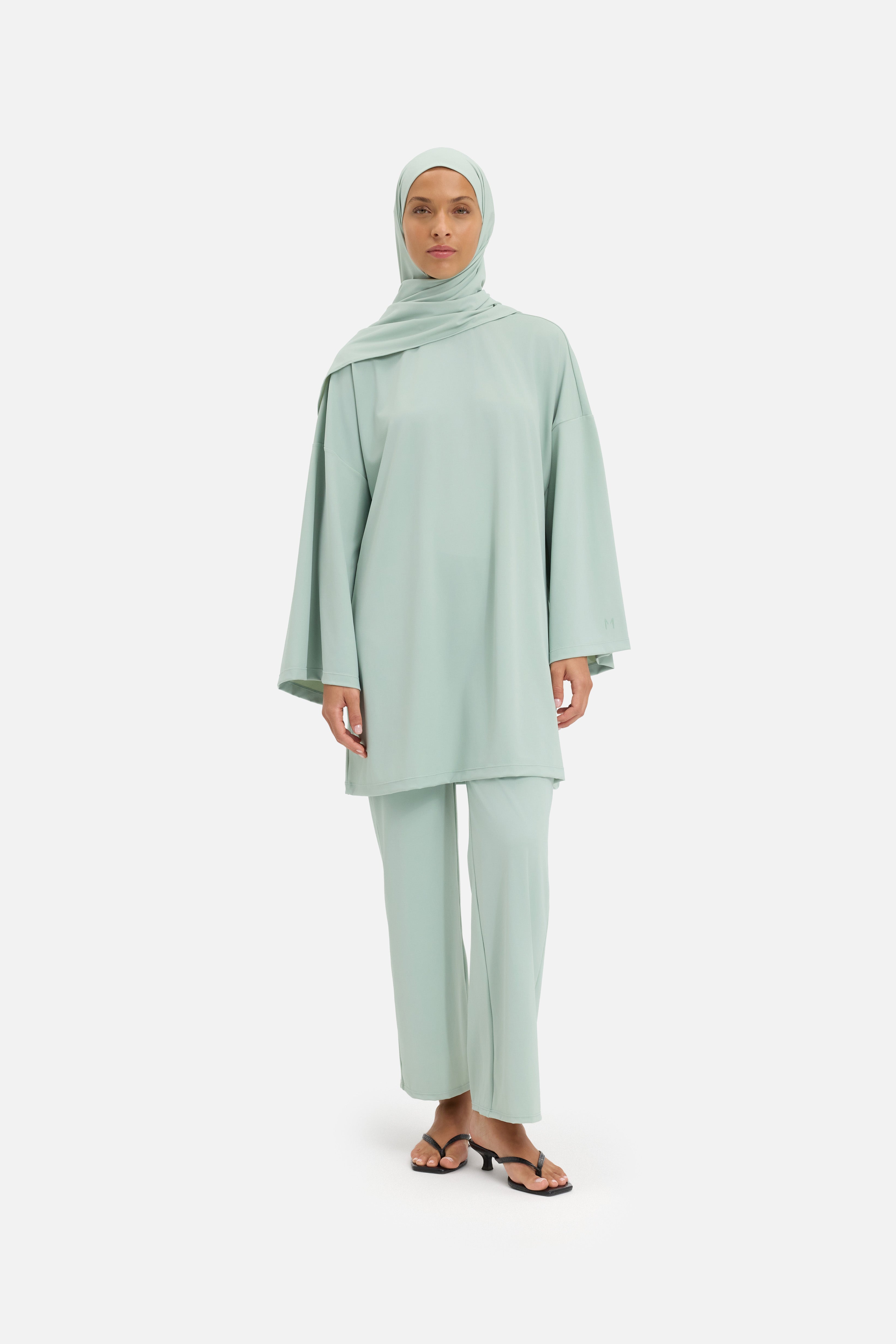 Essential Straight Swim Legging | Aqua Gray