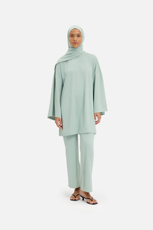 Essential Straight Swim Legging | Aqua Gray