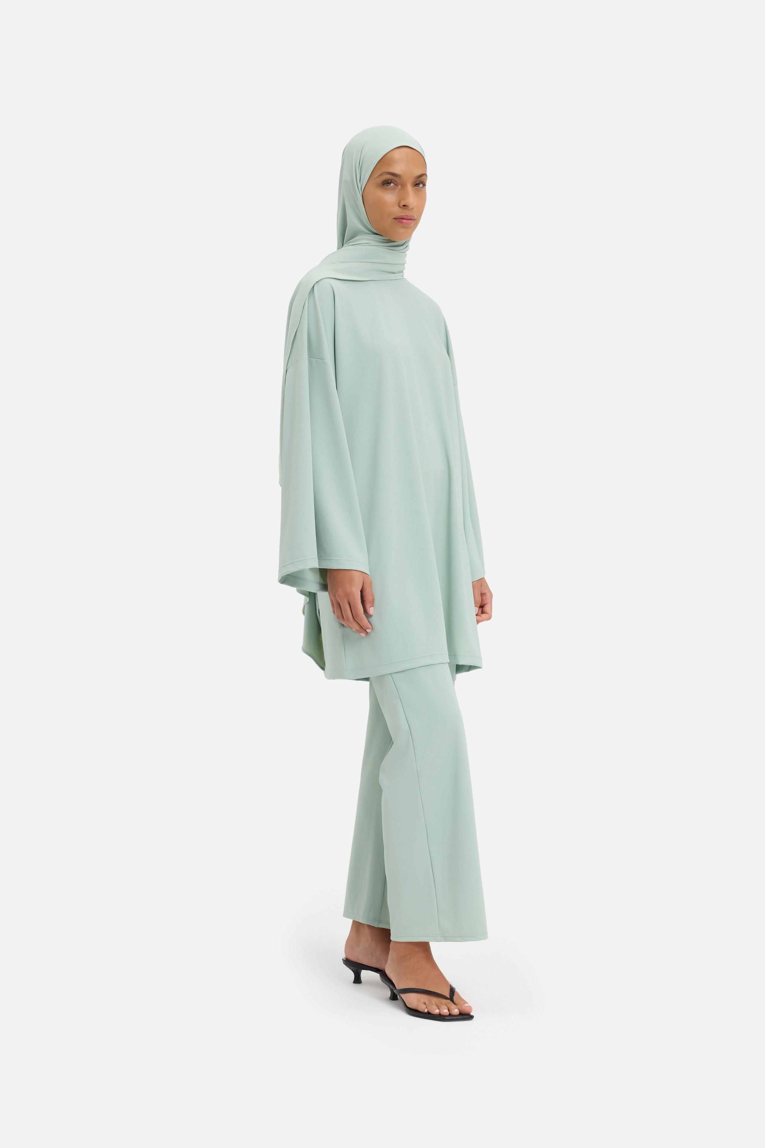 Essential Straight Swim Legging | Aqua Gray