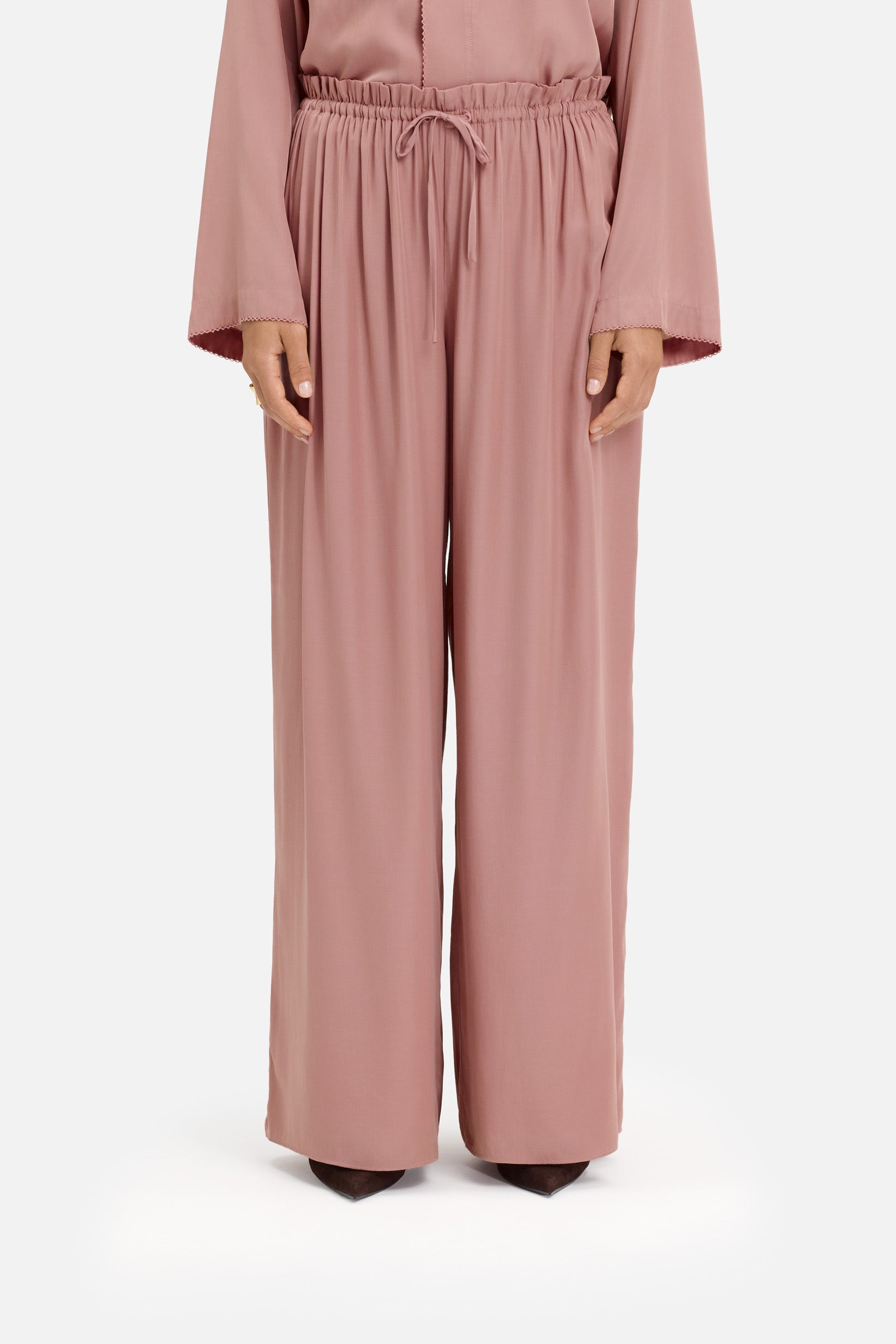 Flowy Loose Fit Trousers | Light Berry