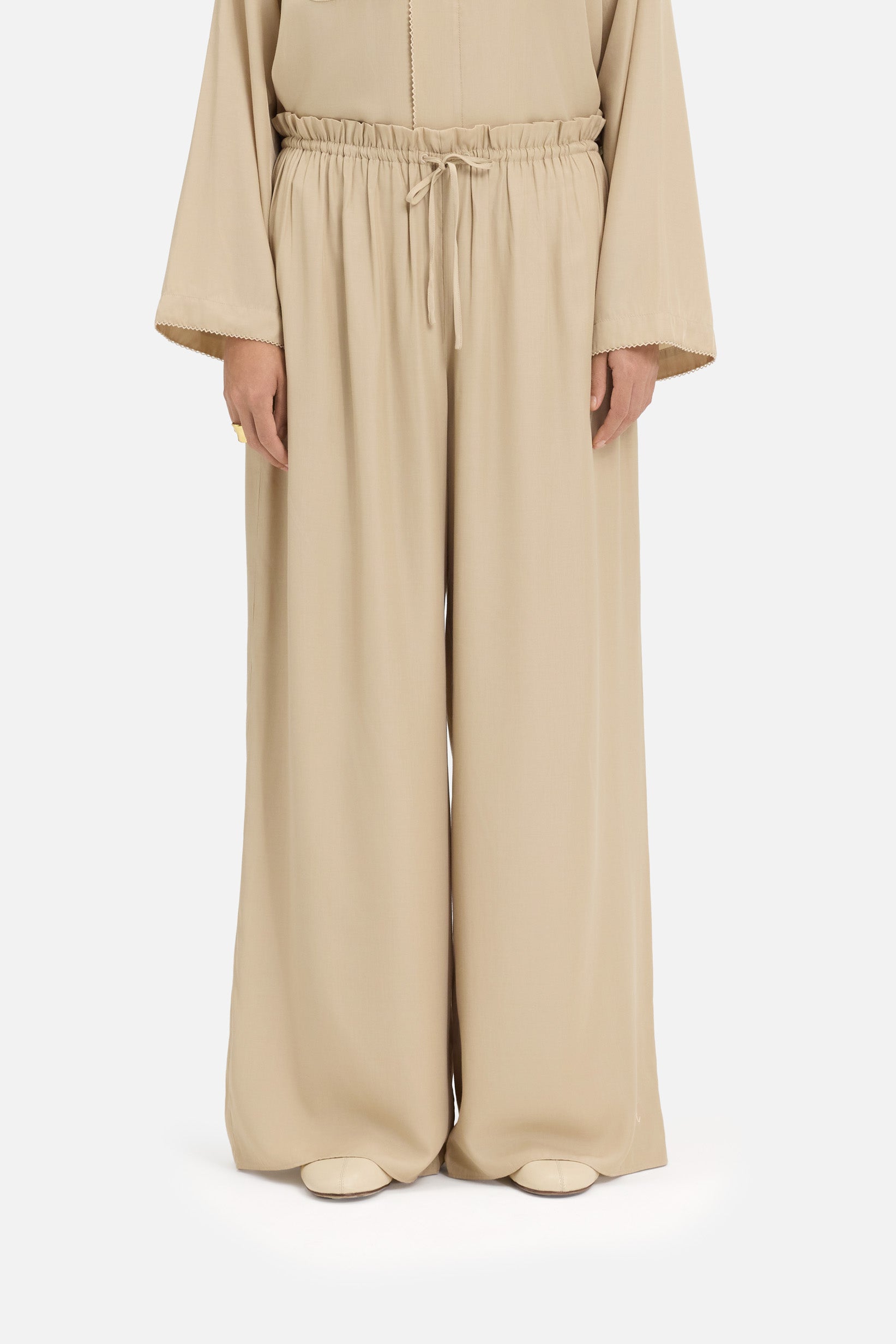 Flowy Loose Fit Trousers | Oat
