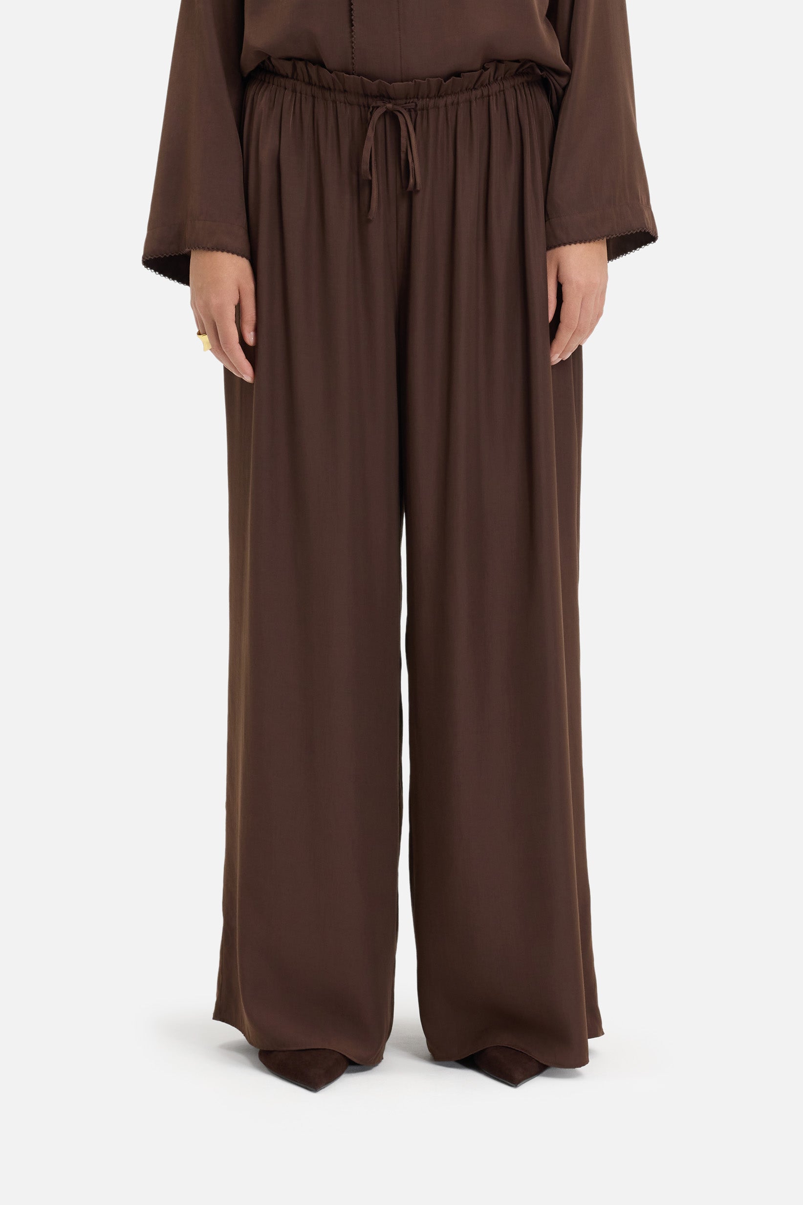 Flowy Loose Fit Trousers | Burnt Mocha