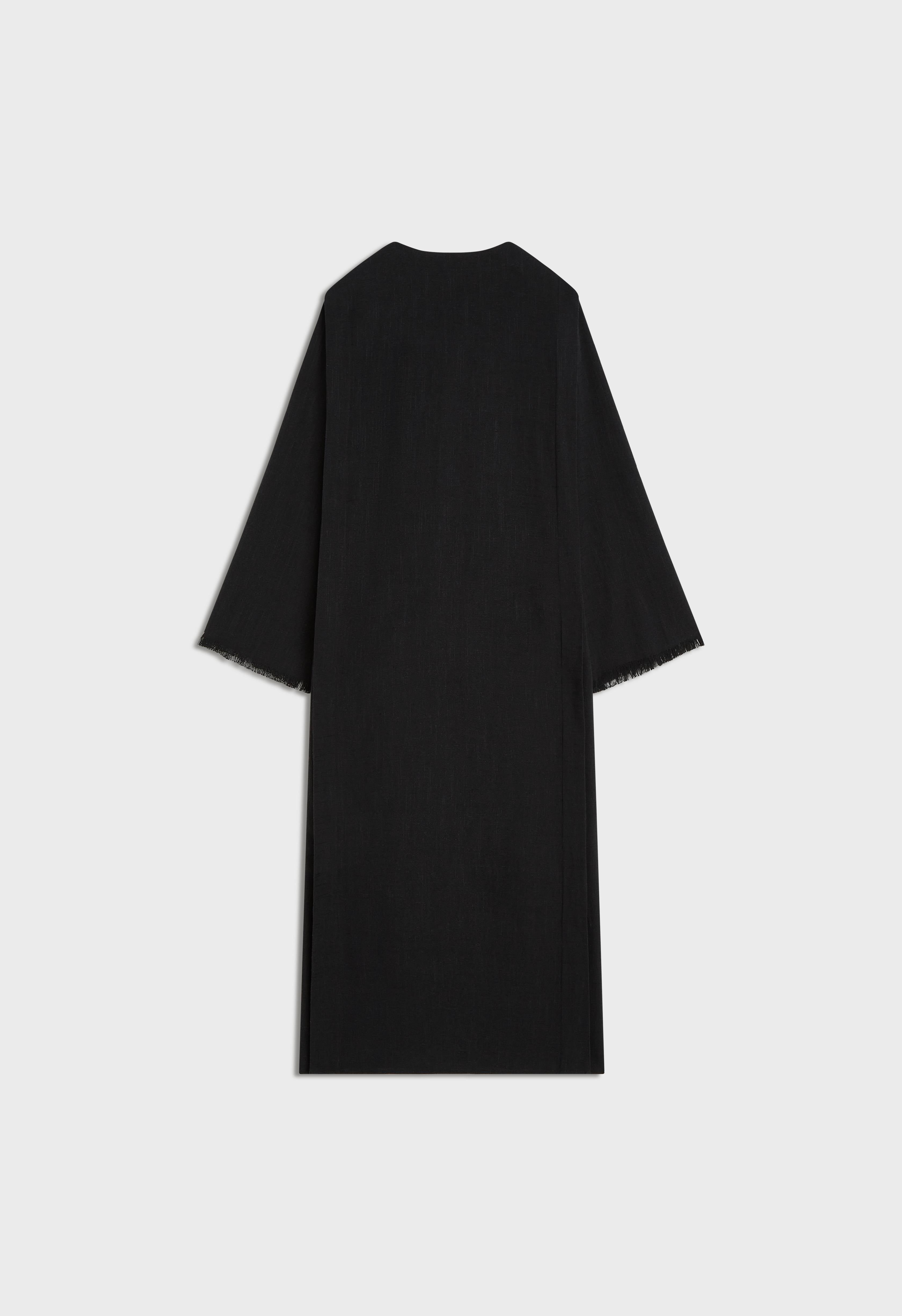 Frayed Hem Abaya | Black