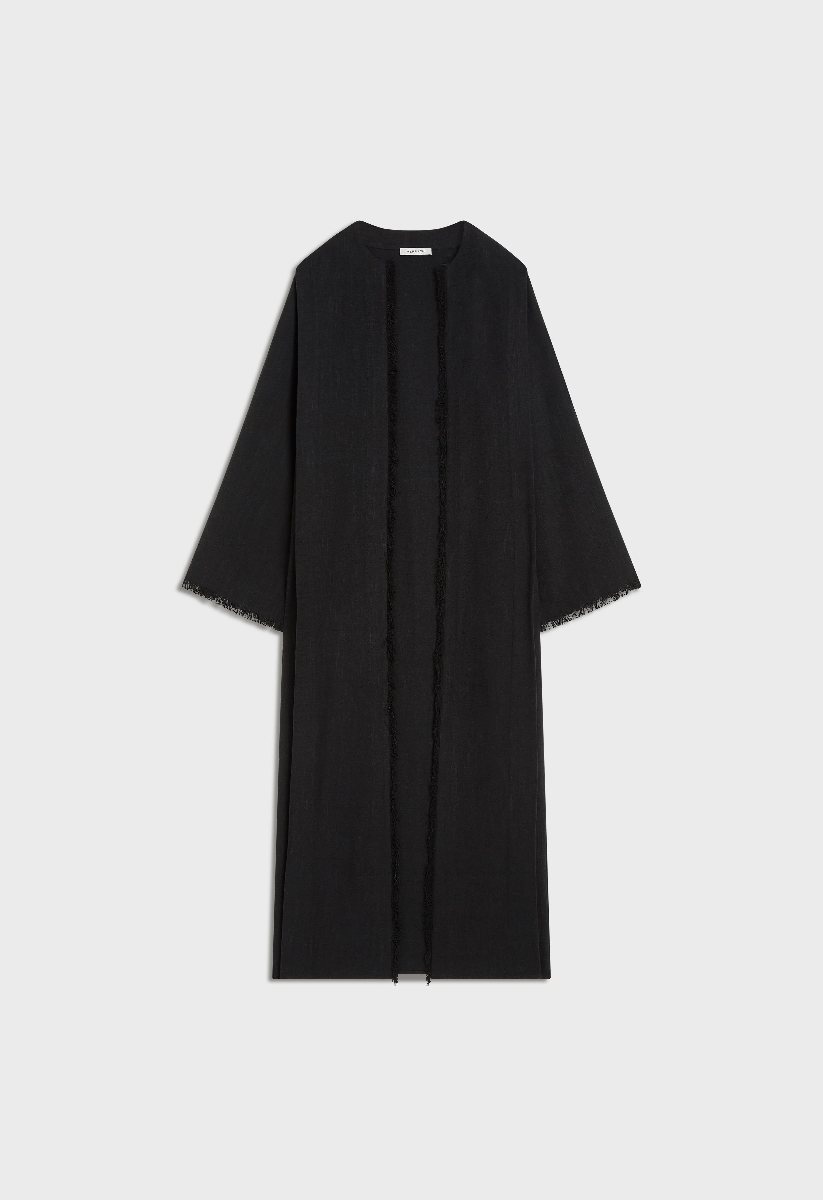 Frayed Hem Abaya | Black