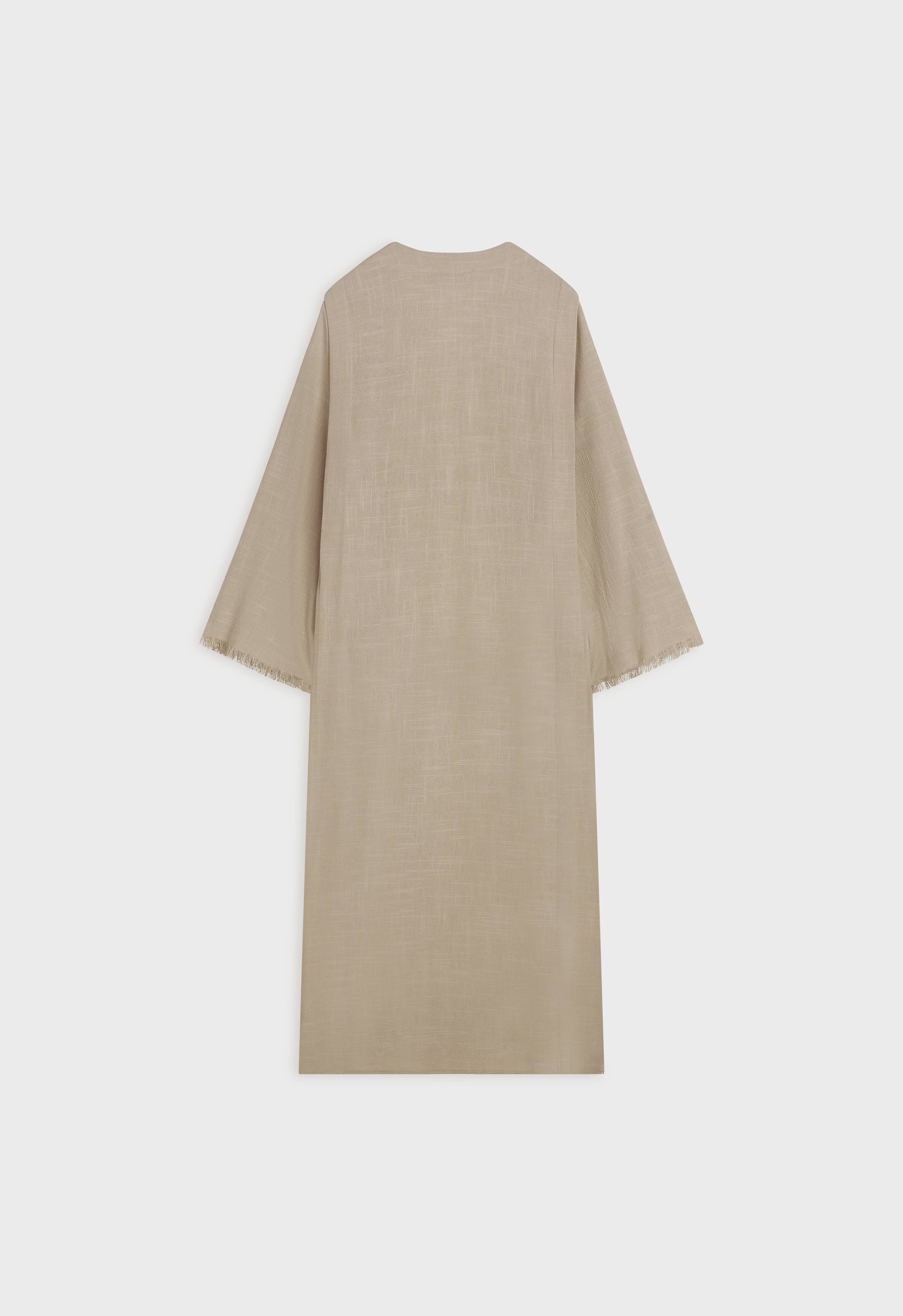 Frayed Hem Abaya | Desert Brown
